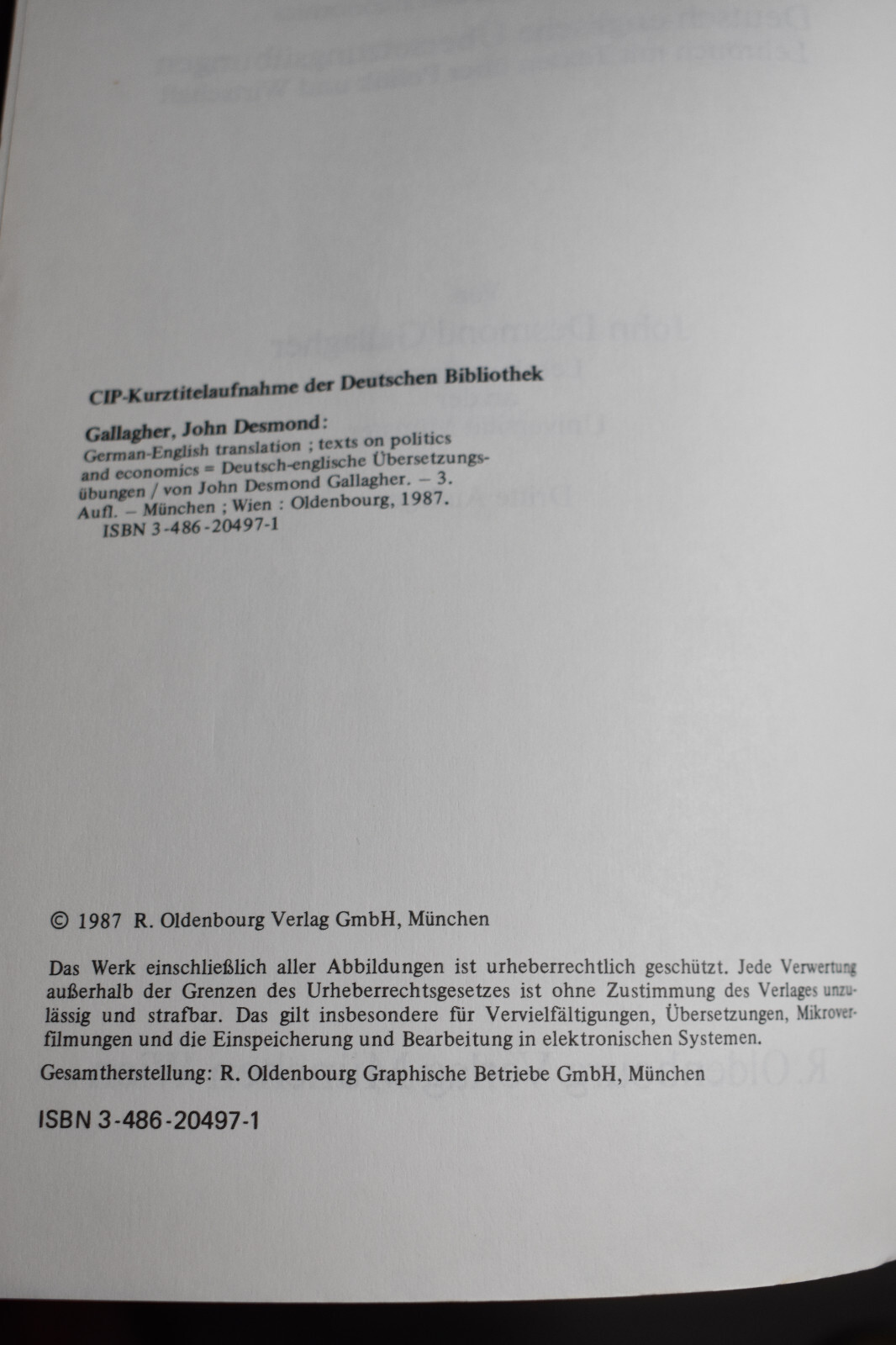 German-English Translation Texts on Politics and Economics by Gallagher, John D
