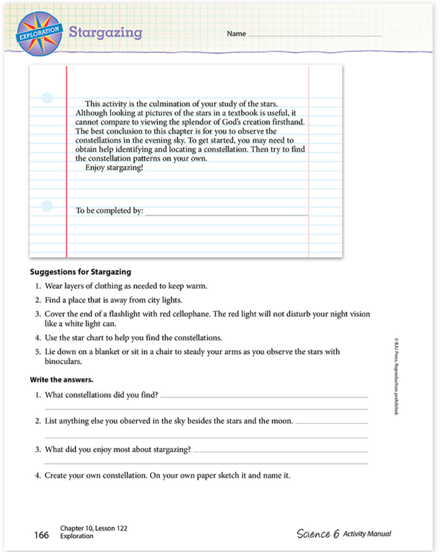 NEW BJU 6th grade SCIENCE 6 STUDENT ACTIVITIES 4th ed activity manual 281329
