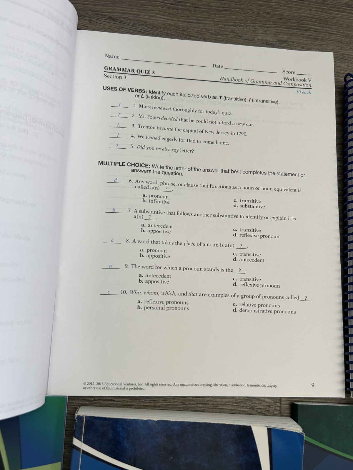 Abeka Vocab Spelling Grammar Composition V 11th Grade 6 Books