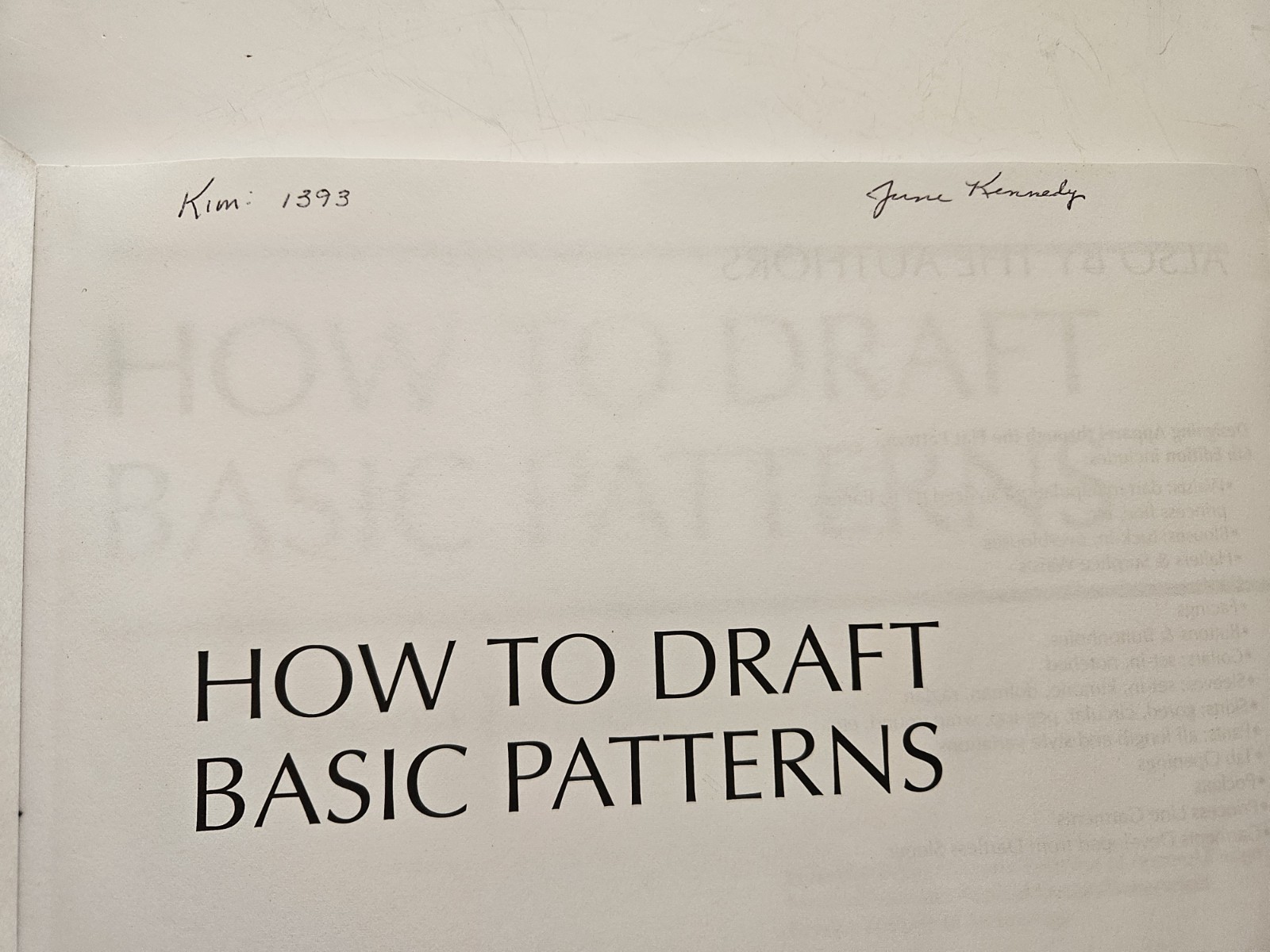How to Draft Basic Patterns, Paperback Kopp Rolfo Zelin & Gross GOOD CONDITION