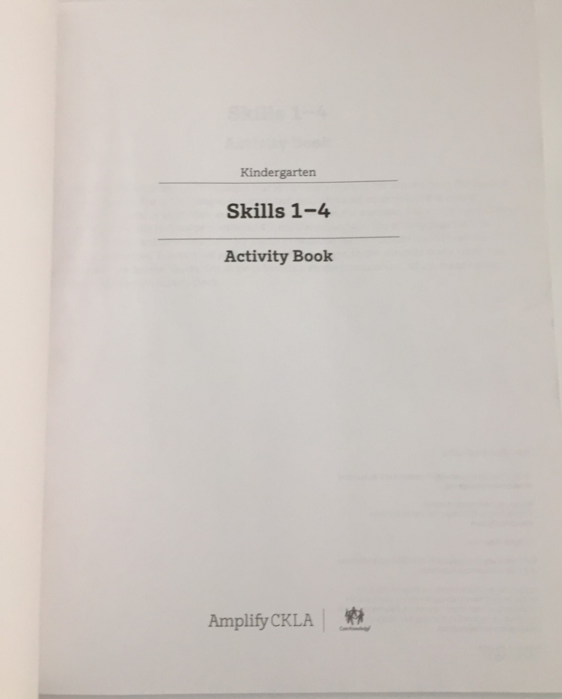 Amplify CKLA Knowledge & Skills Activity Book vol 1 Grade K