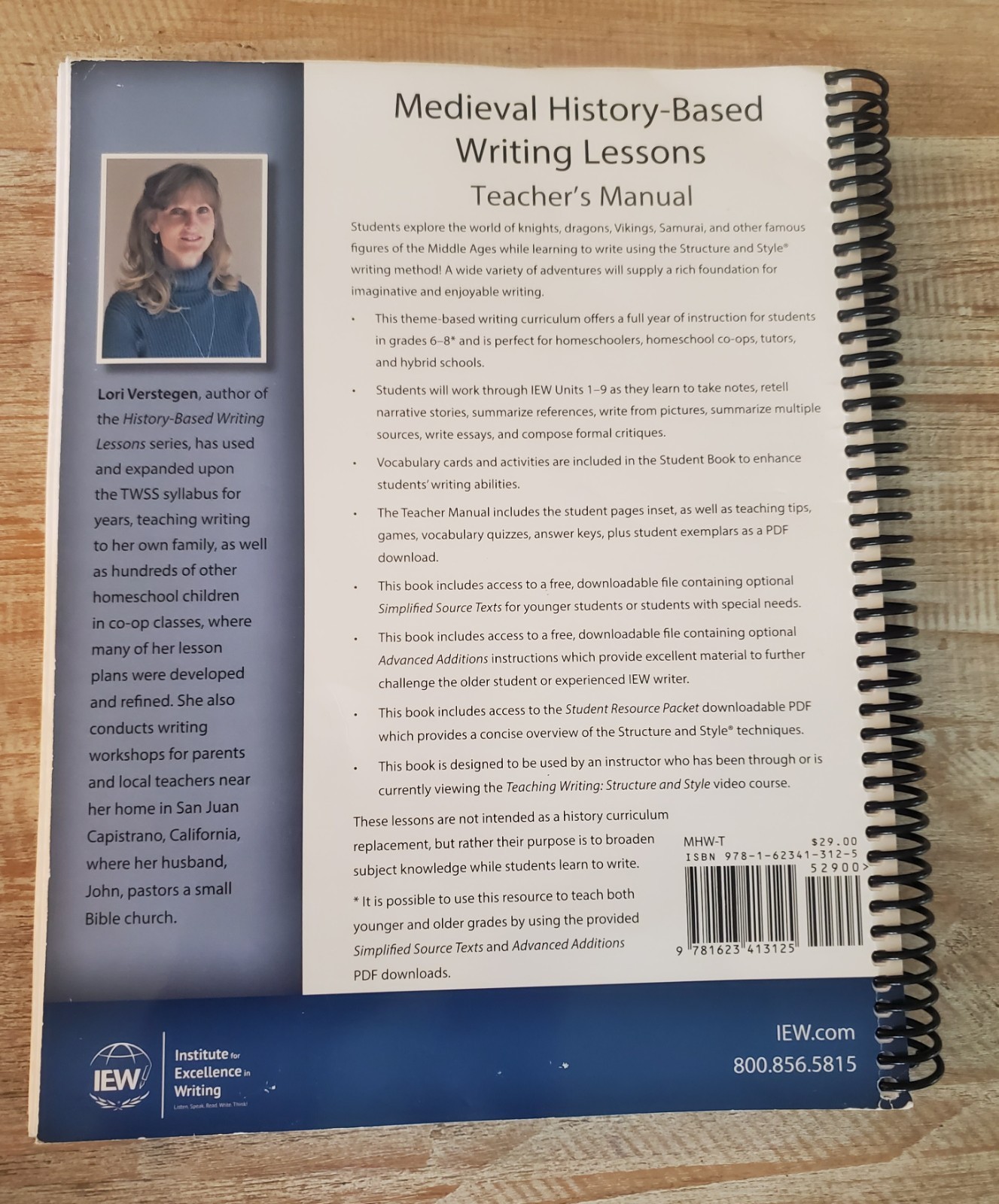 IEW Medieval History Based Writing Lessons Teachers ONLY Manual Lori Verstegen
