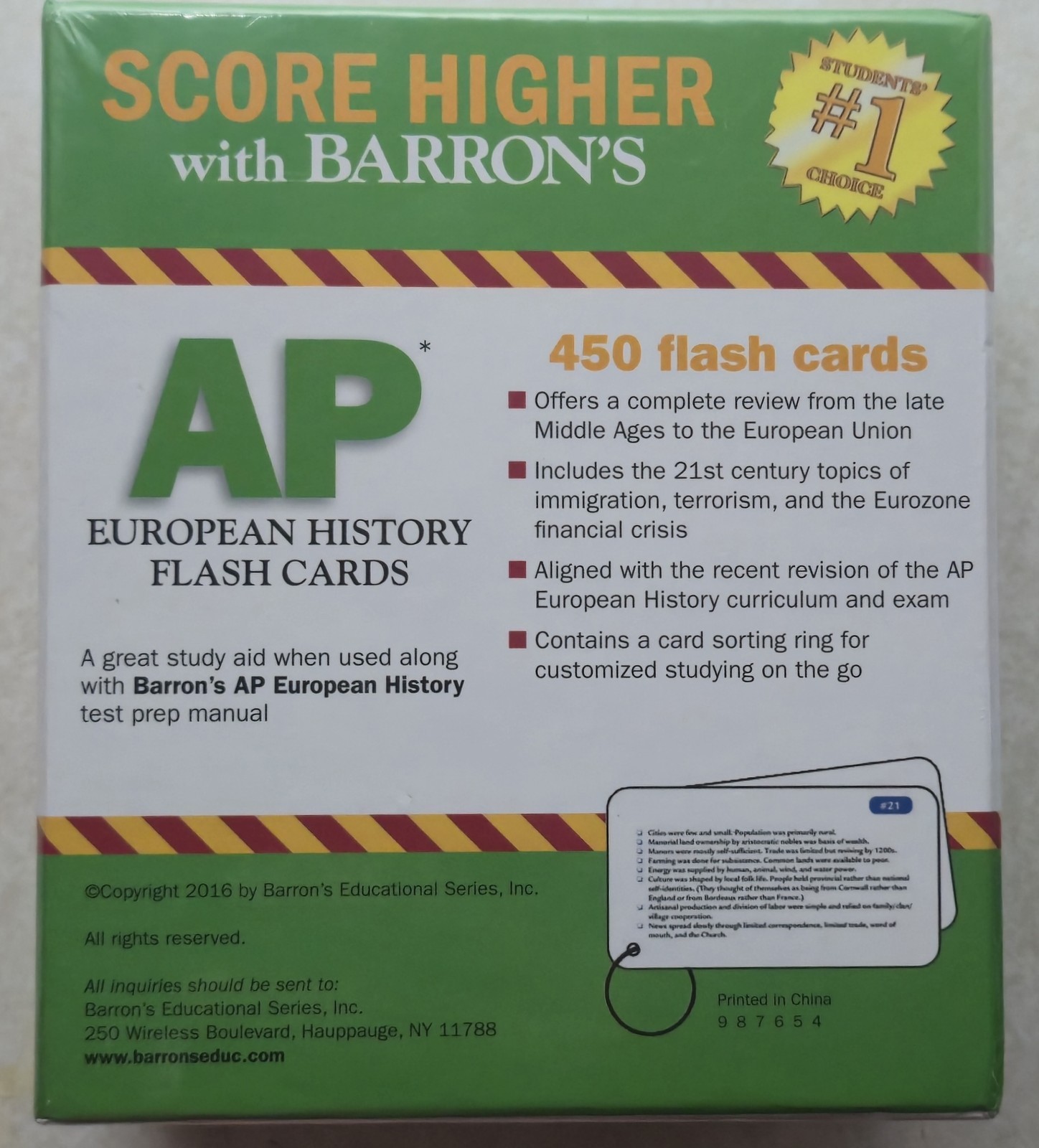 Barron&rsquo;s Test Prep AP European History Flash Cards 450 Total NIP Free Shipping