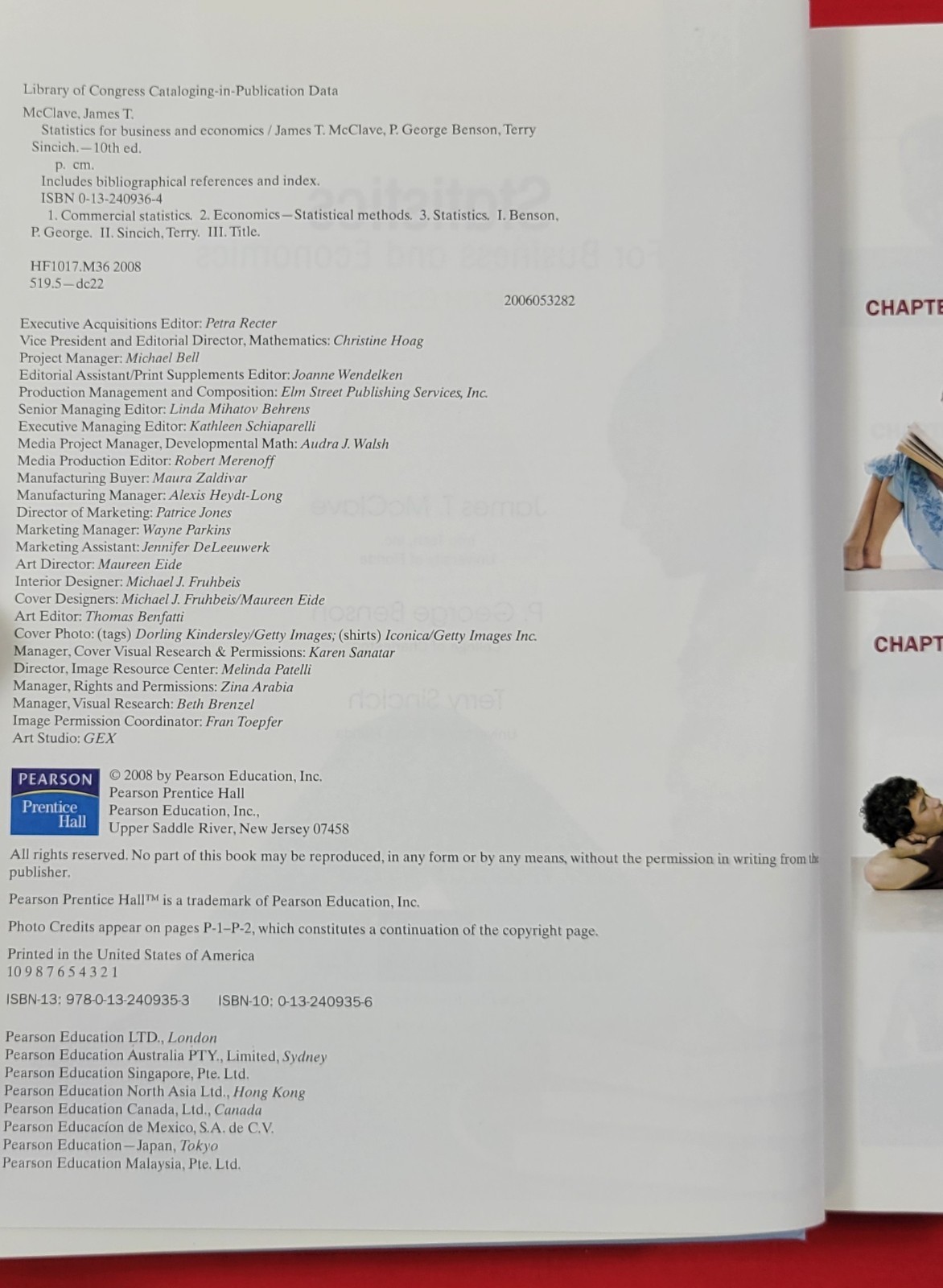 *L) Statistics for Business and Economics by McClave, Benson and Sincich (2007)