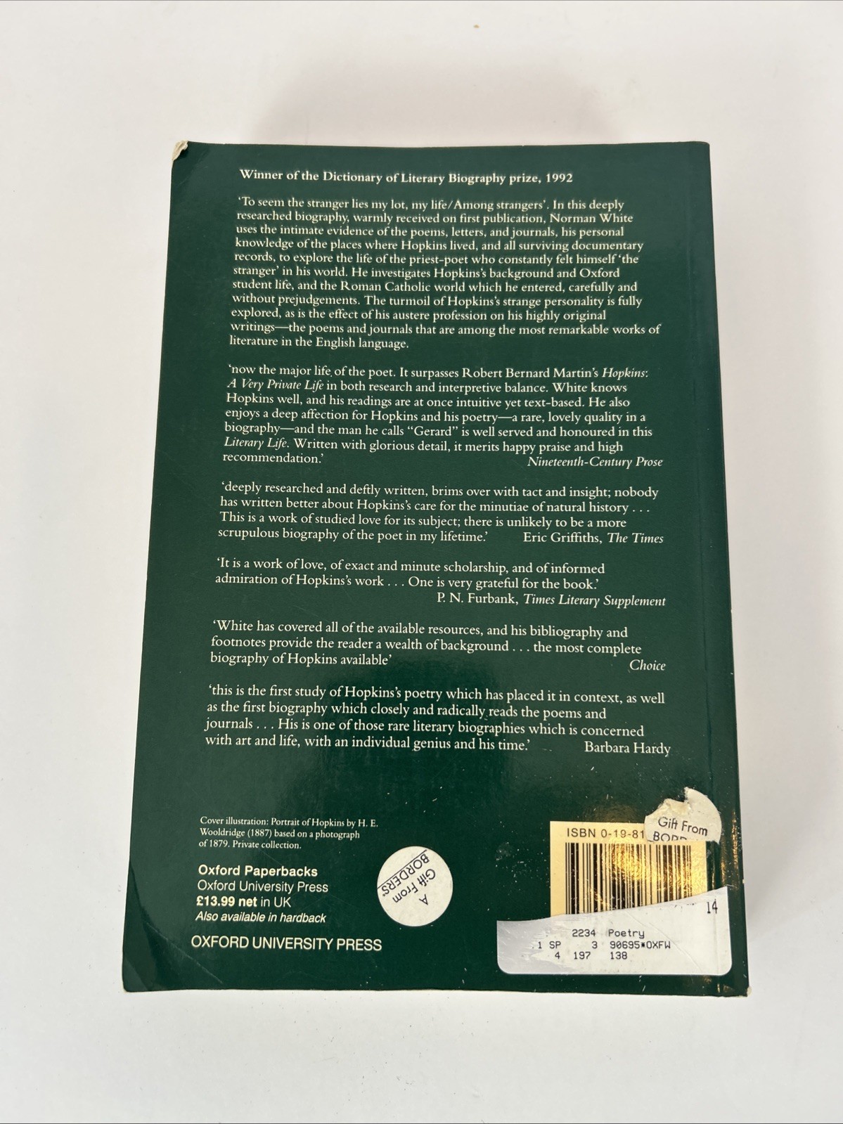 Hopkins : A Literary Biography by Norman White (1995, Uk-Trade Paper)