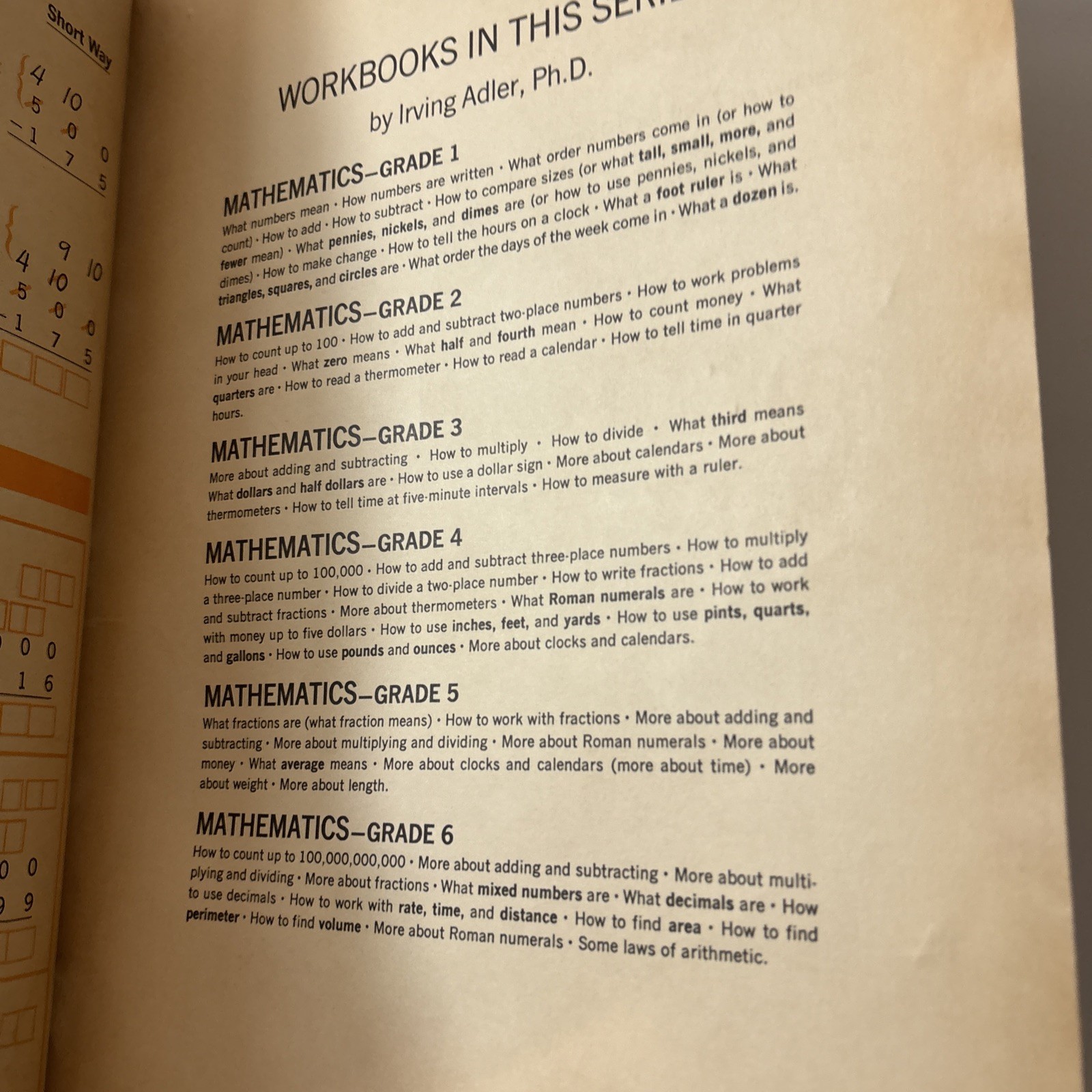 1965 Grade 4 Mathematics Workbook Vintage By Irving Adler, Ph. D Like New