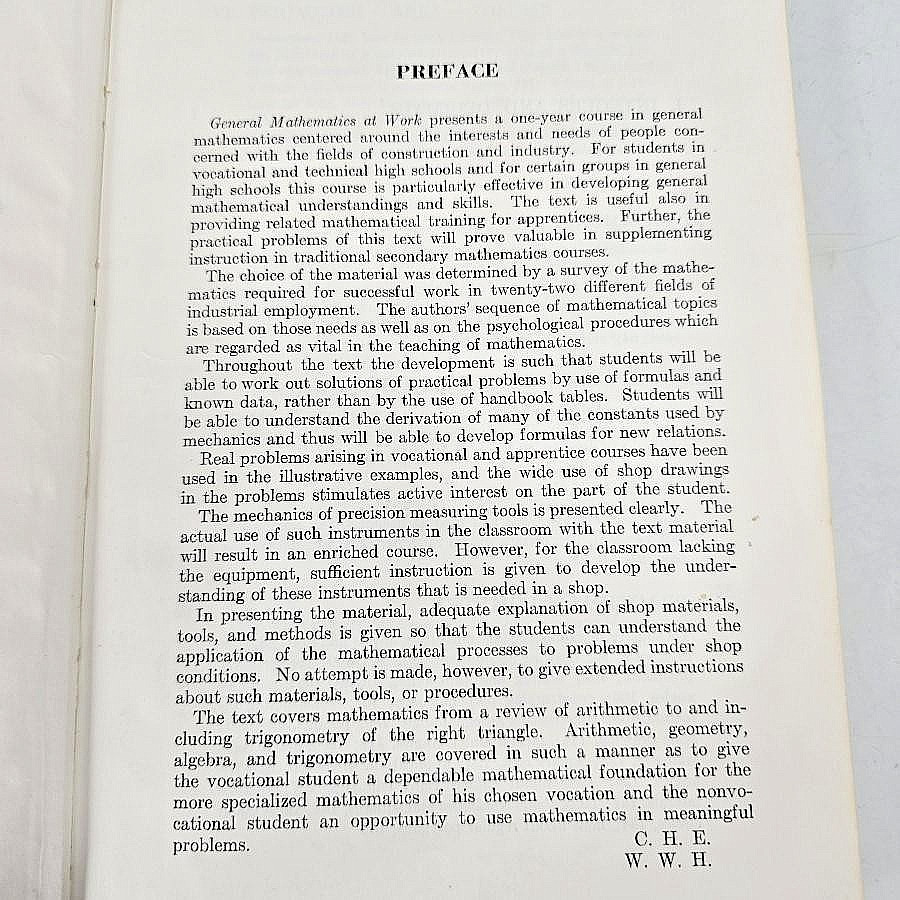 General Mathematics At Work Ewing Hart Industrial Hardcover Math 1952 Vintage