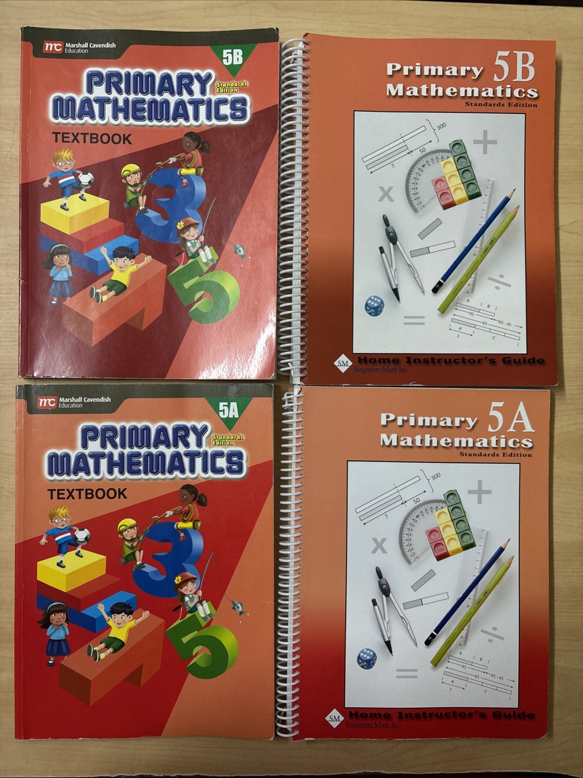 Lot 4 Marshall Cavendish Primary Mathematics 5A 5B Textbook + Instructor’s Guide