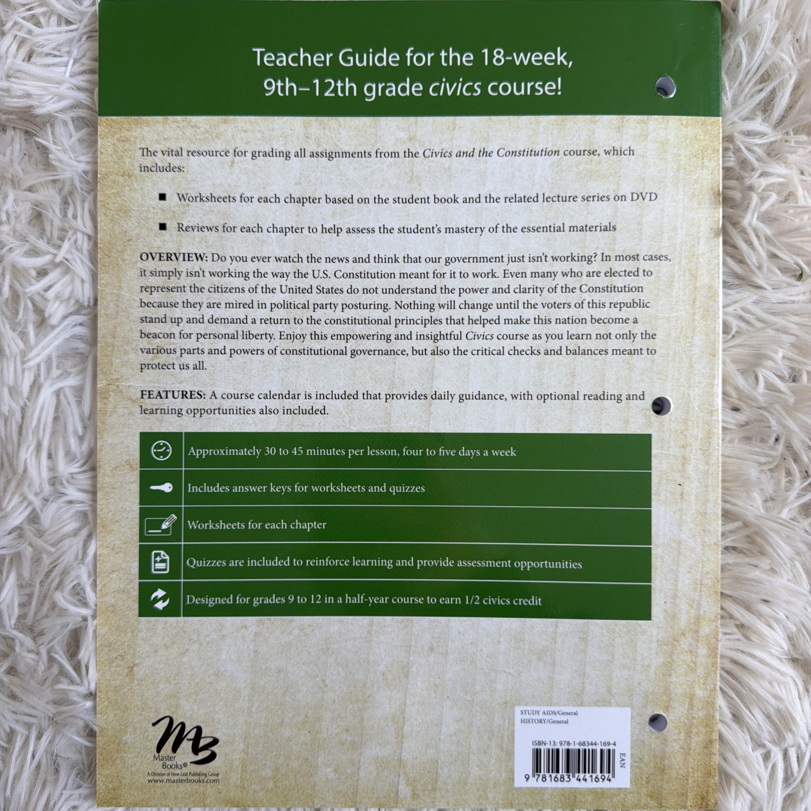 Masterbooks Civics And The Constitution Teacher Guide Grade 9-12 NEW Homeschool