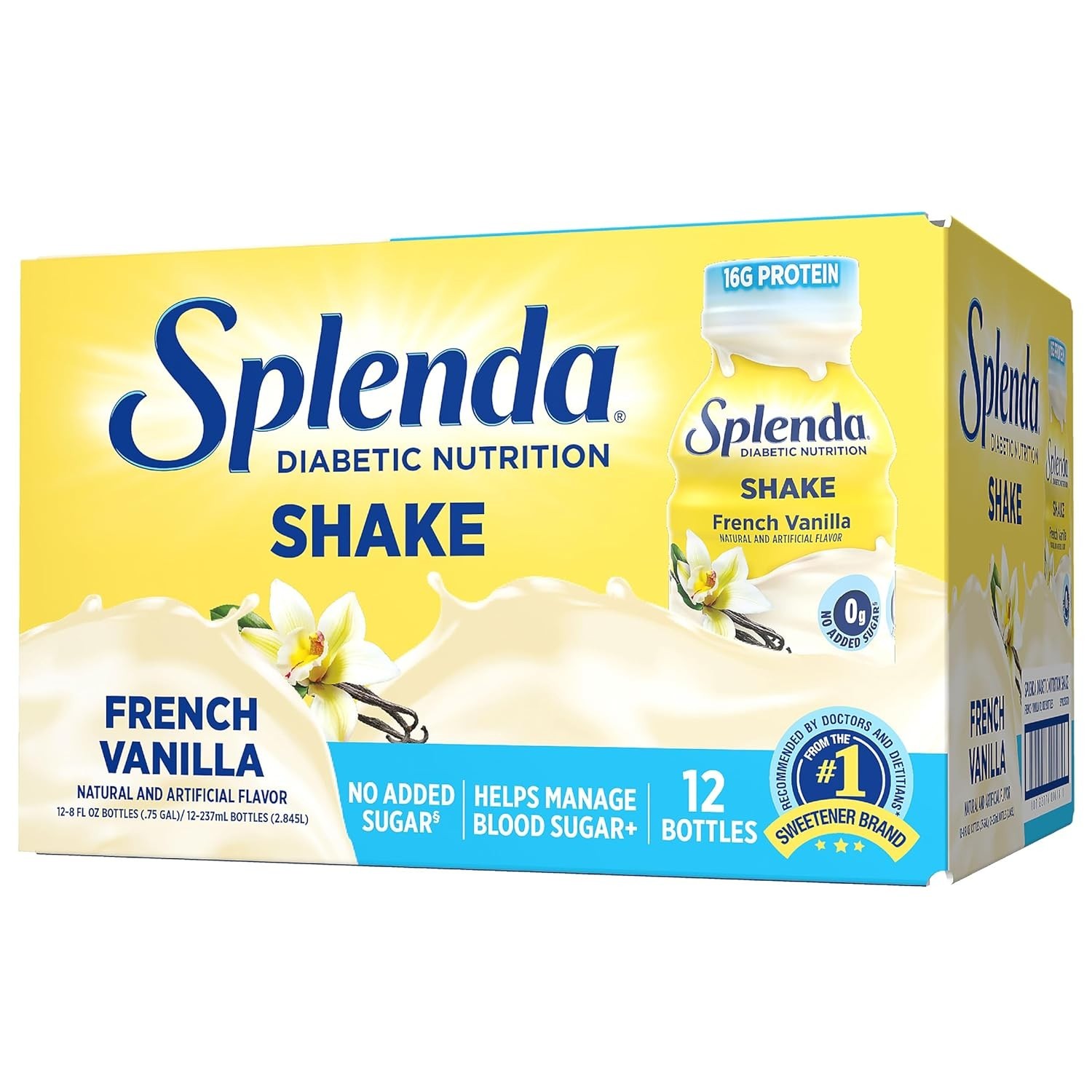 Healthy Meal Replacement Shakes for Diabetes – 12 Bottles, 8 oz French Vanilla