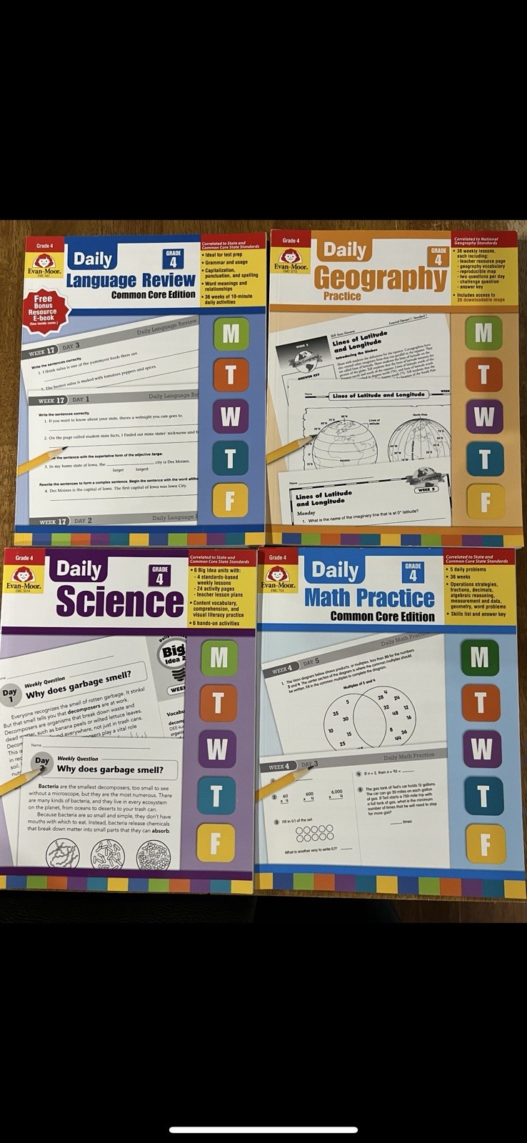 Evan-Moor Grade 4 Lot – Math, Science, Geography and Language