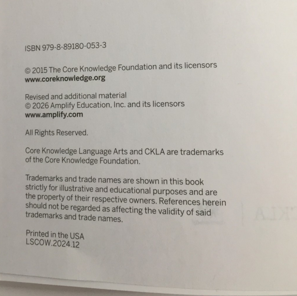 Amplify CKLA Knowledge & Skills Activity Book vol 1 Grade K