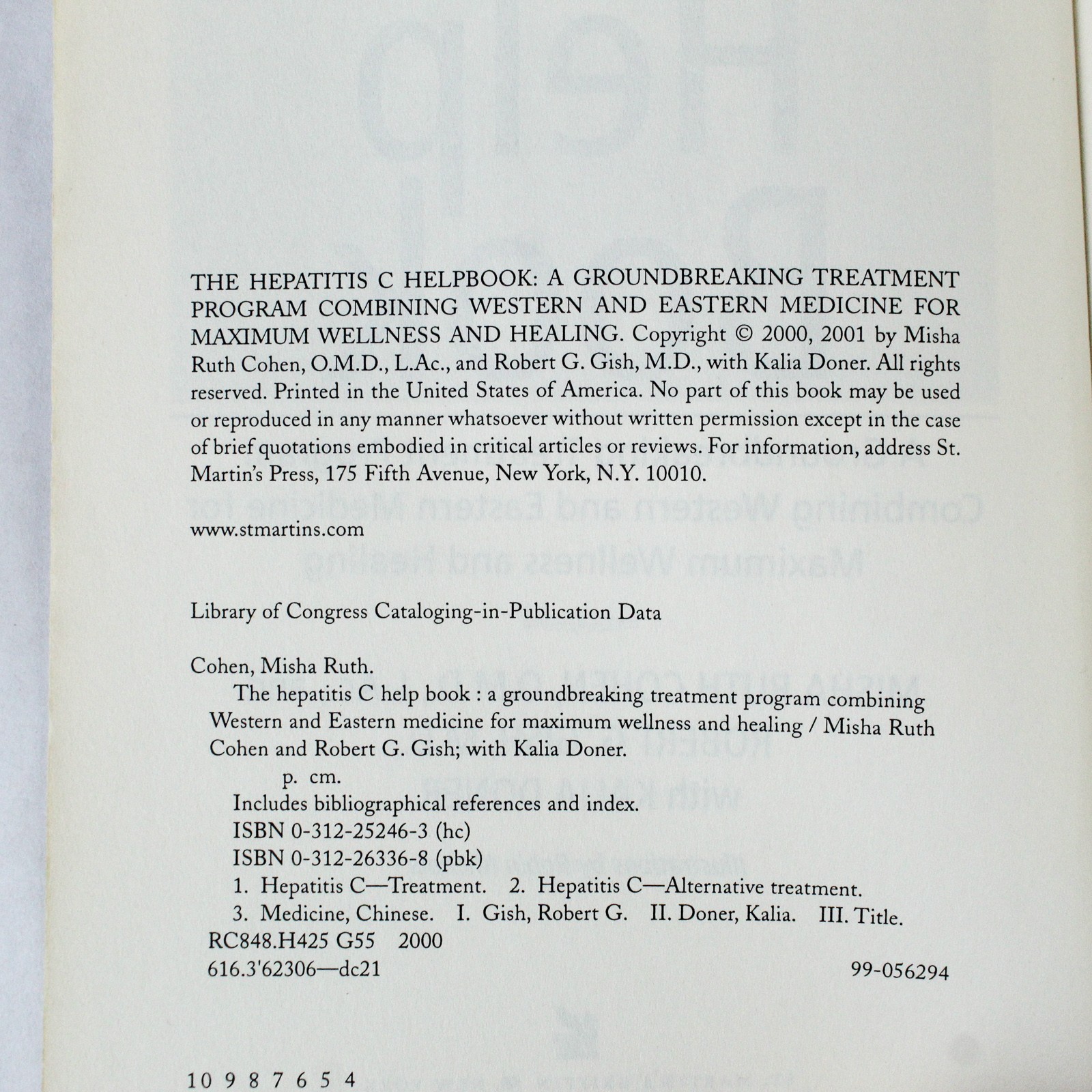 The Hepatitis C Help Book Cohen Robert And Doner 2001 St Martin&rsquo;s Press PB