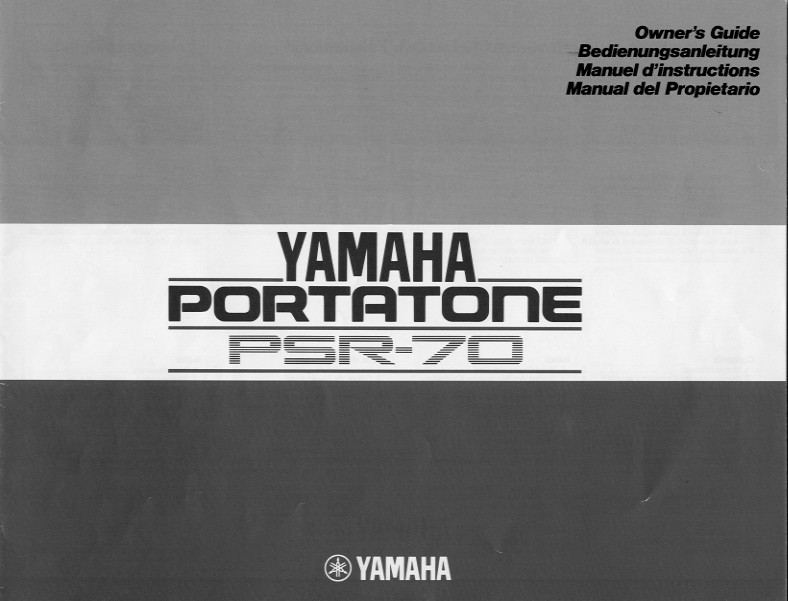 Yamaha PSR-70 Instruction Manual: 36 Pages & Protective Covers!