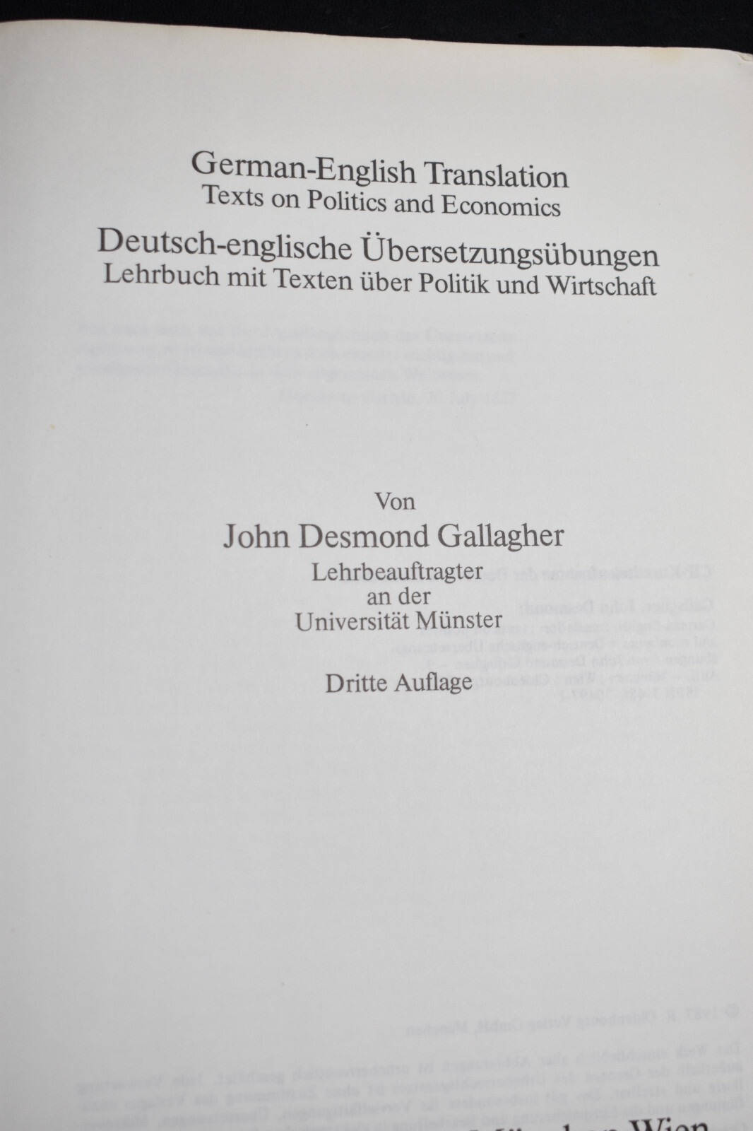 German-English Translation Texts on Politics and Economics by Gallagher, John D