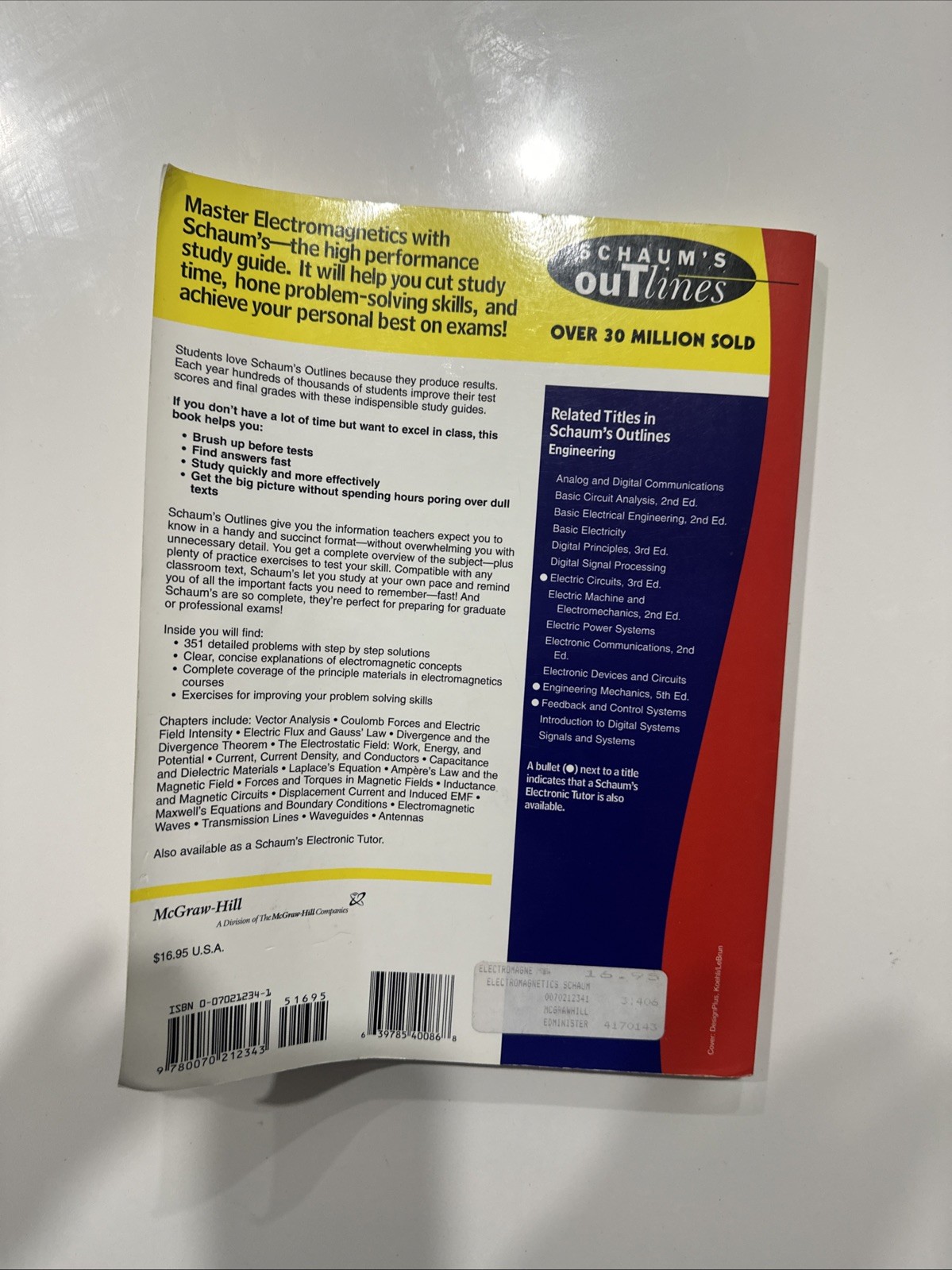 Schaum&rsquo;s Outline Ser.: Schaum&rsquo;s Outline of Electromagnetics, SecondEdition by…
