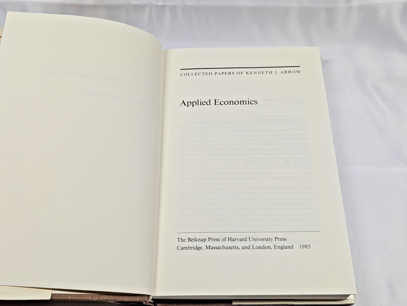 Applied Economics 6 Collected Papers of Kenneth J Arrow 1985 HC Free Shipping