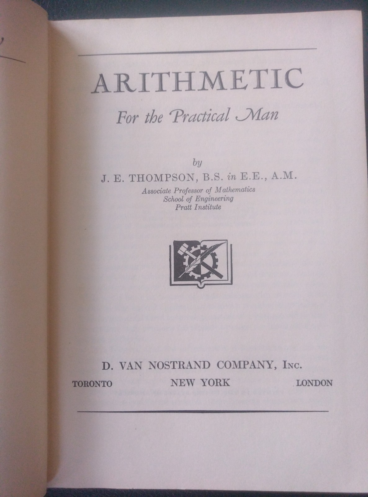 Vintage 1946 Arithmetic for the Practical Man JE Thompson 2nd Ed EXCELLENT