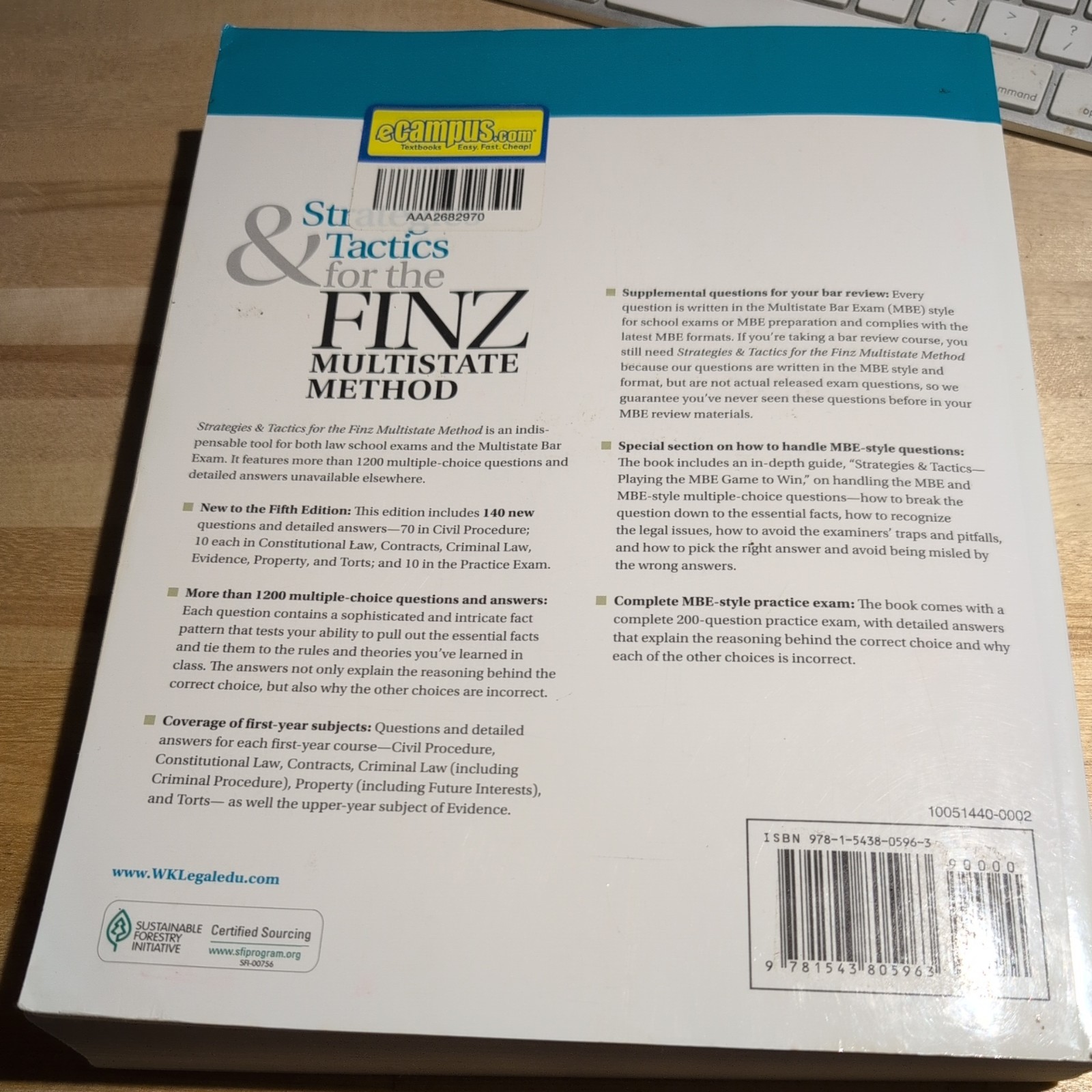 Bar Review Ser.: Strategies and Tactics for the FINZ Multistate Method by Steven