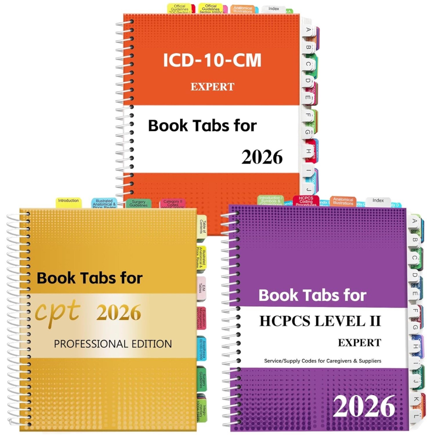Index Tabs for CPT, AAPC ICD-10-CM 2026 – Color-Coded Bundle