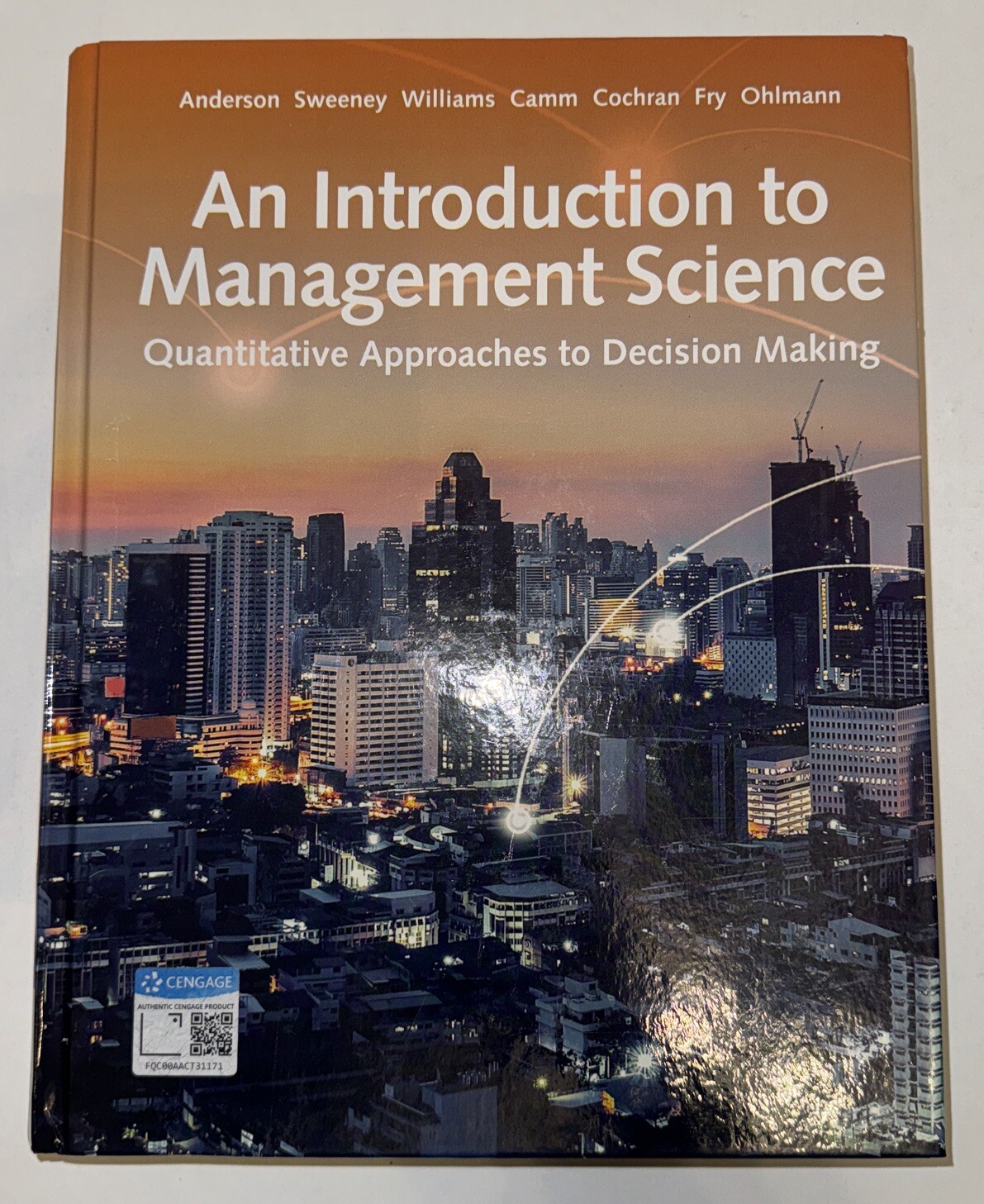 An Introduction to Management Science by Anderson David R.; Like New/hardcover