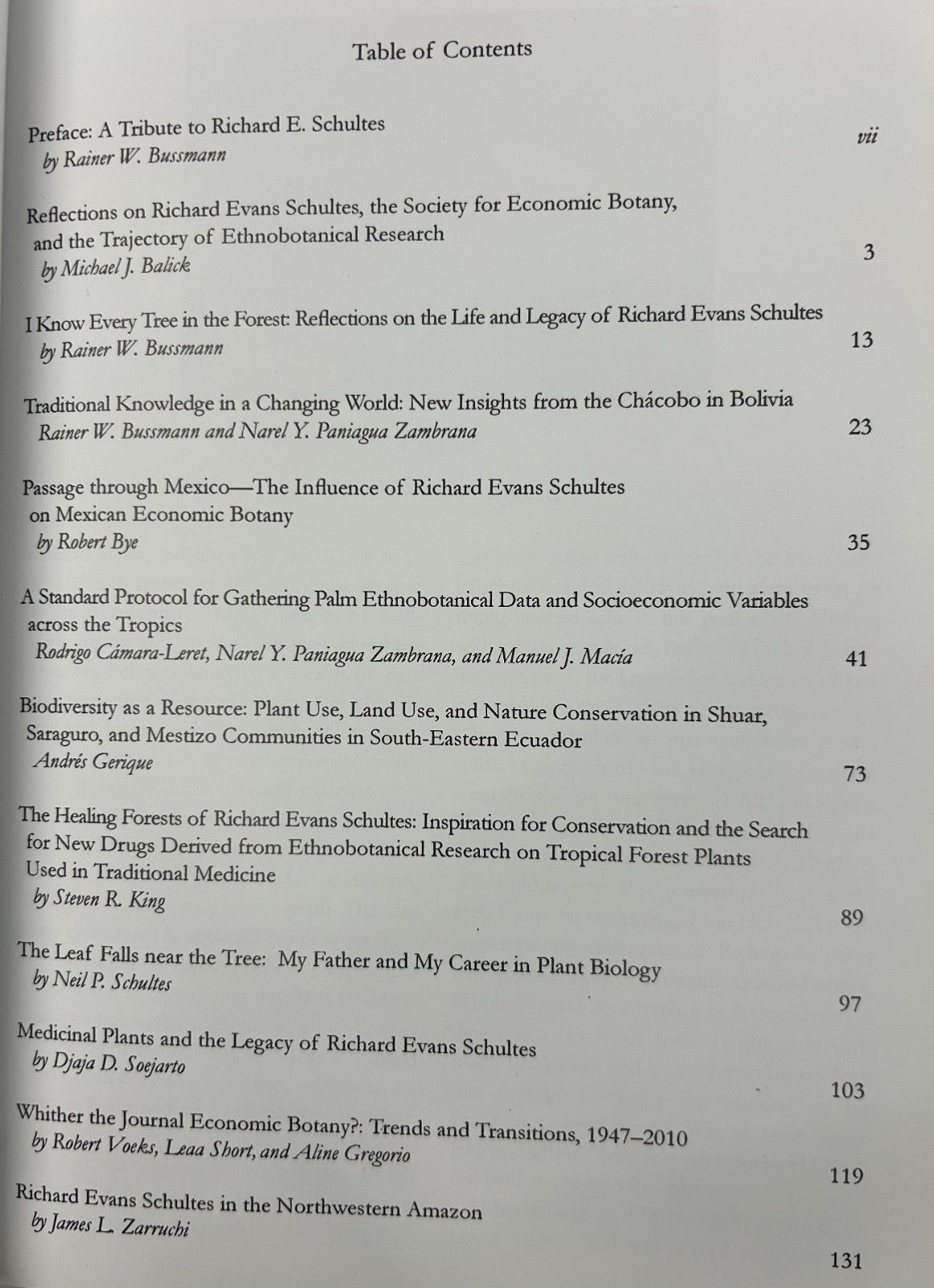 Medicinal Plants and the Legacy of Richard E. Schultes, by Ponman LIKE NEW pb