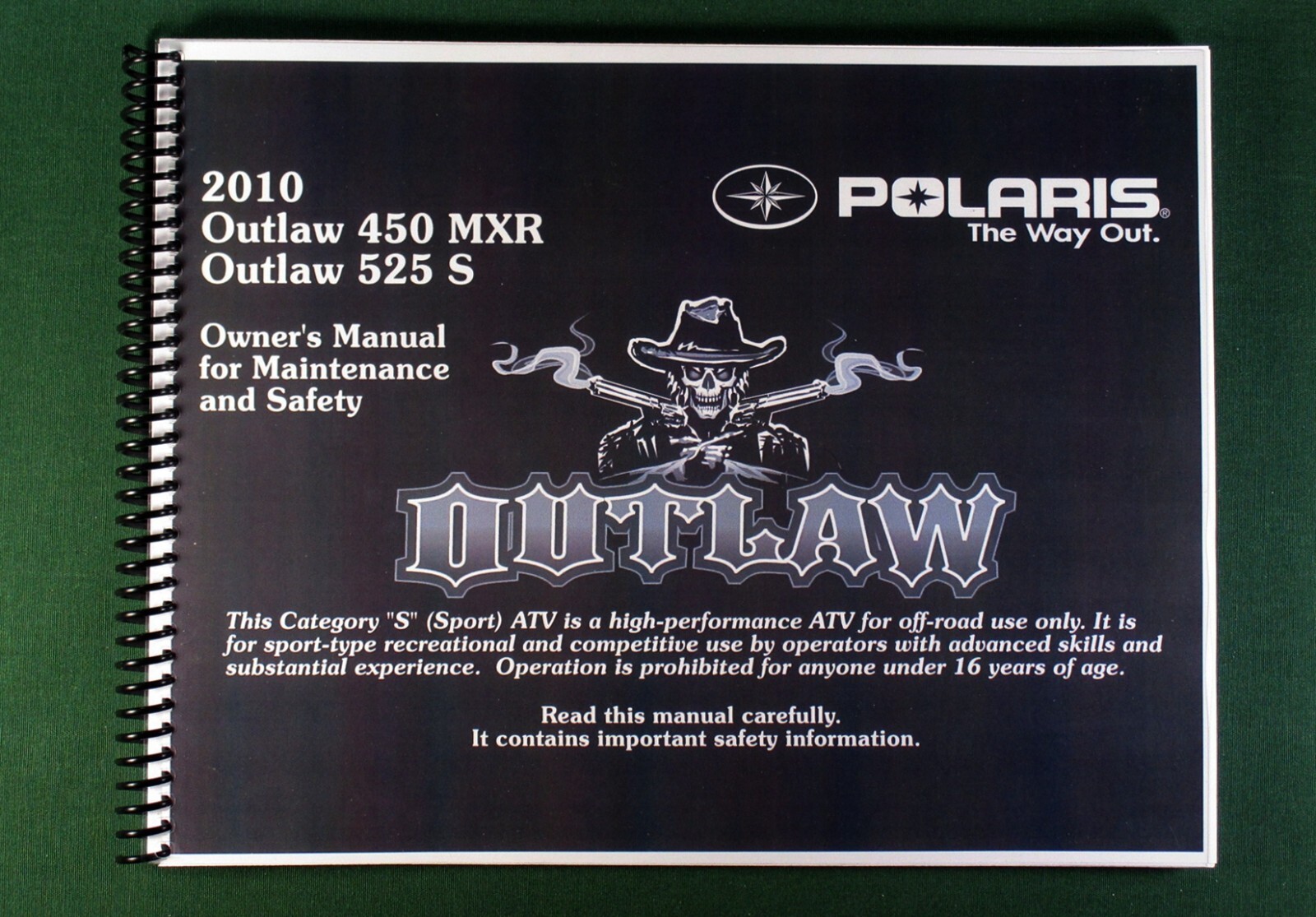 2010 Polaris Outlaw 450 MXR ATV Owner&rsquo;s Manual: 212 Pages & Protective Covers!