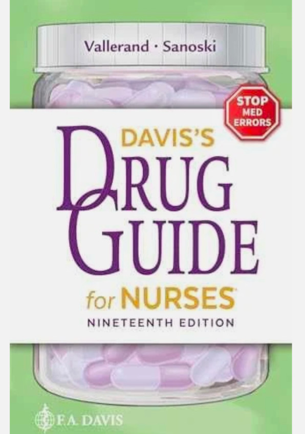Davis&rsquo;s Drug Guide for – Paperback, by Vallerand April Hazard; – Very Good