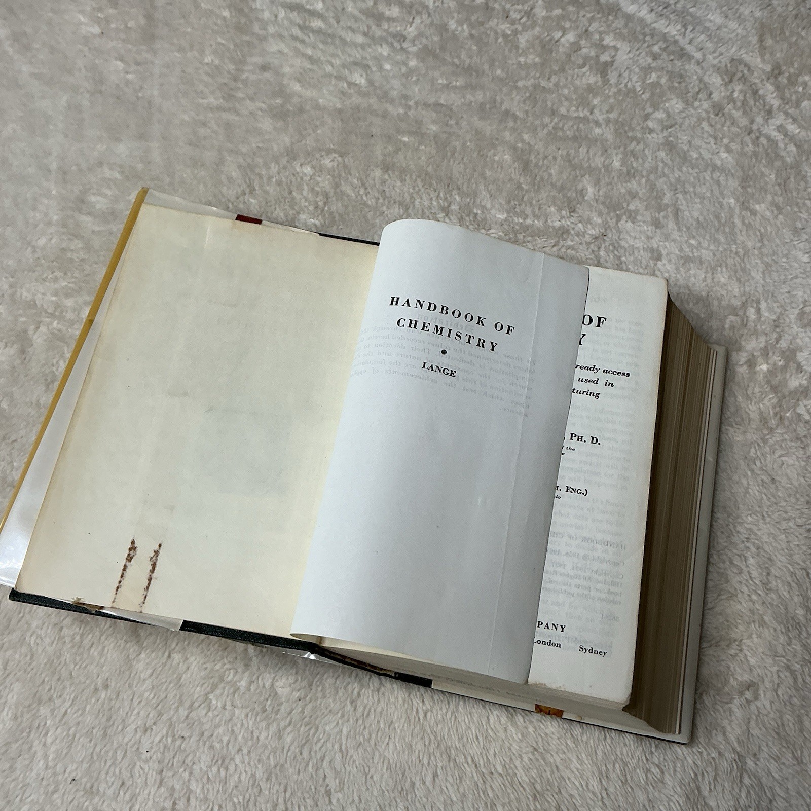 Lange&rsquo;s Handbook of Chemistry Revised 10th Edition by N.A. Lange 1967, Hardcover
