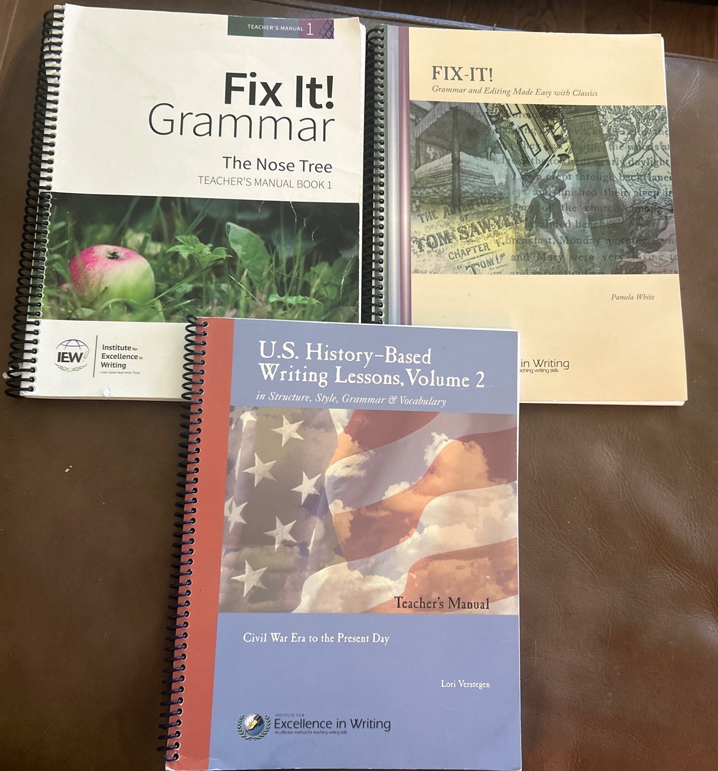 3 Book Lot IEW Teacher&rsquo;s Manuals FIX-IT! Grammar Nose Tree Classics & US History
