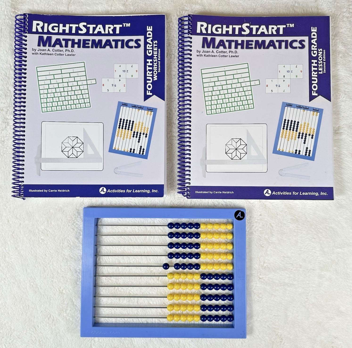 RightStart Mathematics Fourth Grade Lessons & Worksheets Set + AL Abacus