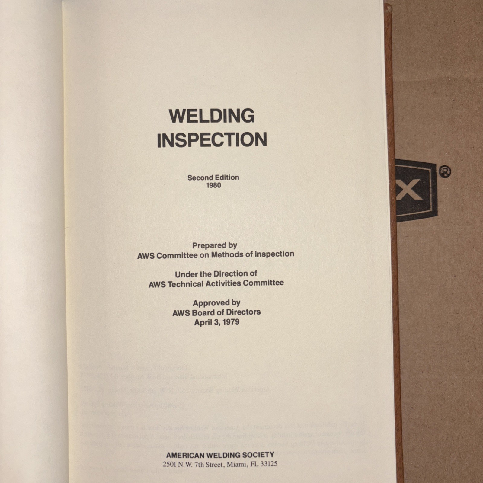 American Welding Society Welding Inspection 2nd Ed – 1980 HC Very Good Condition