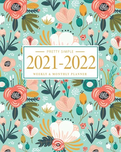 ACADEMIC PLANNER (2021-2022 MINT FLORAL) By Pretty Simple Planners **BRAND NEW**