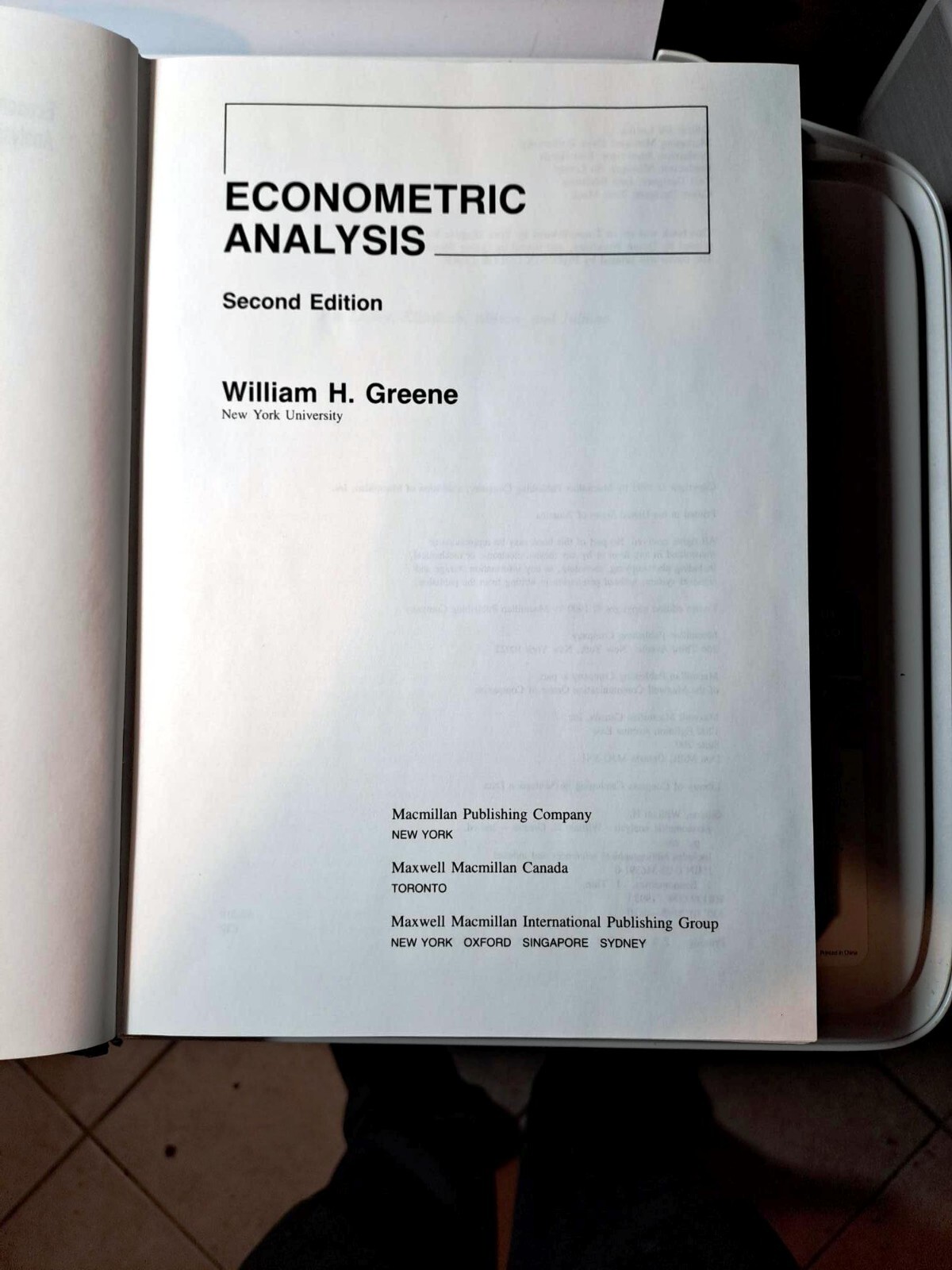 Econometric Analysis by William H. Greene ( Hardcover, 2nd edition) Macmillan