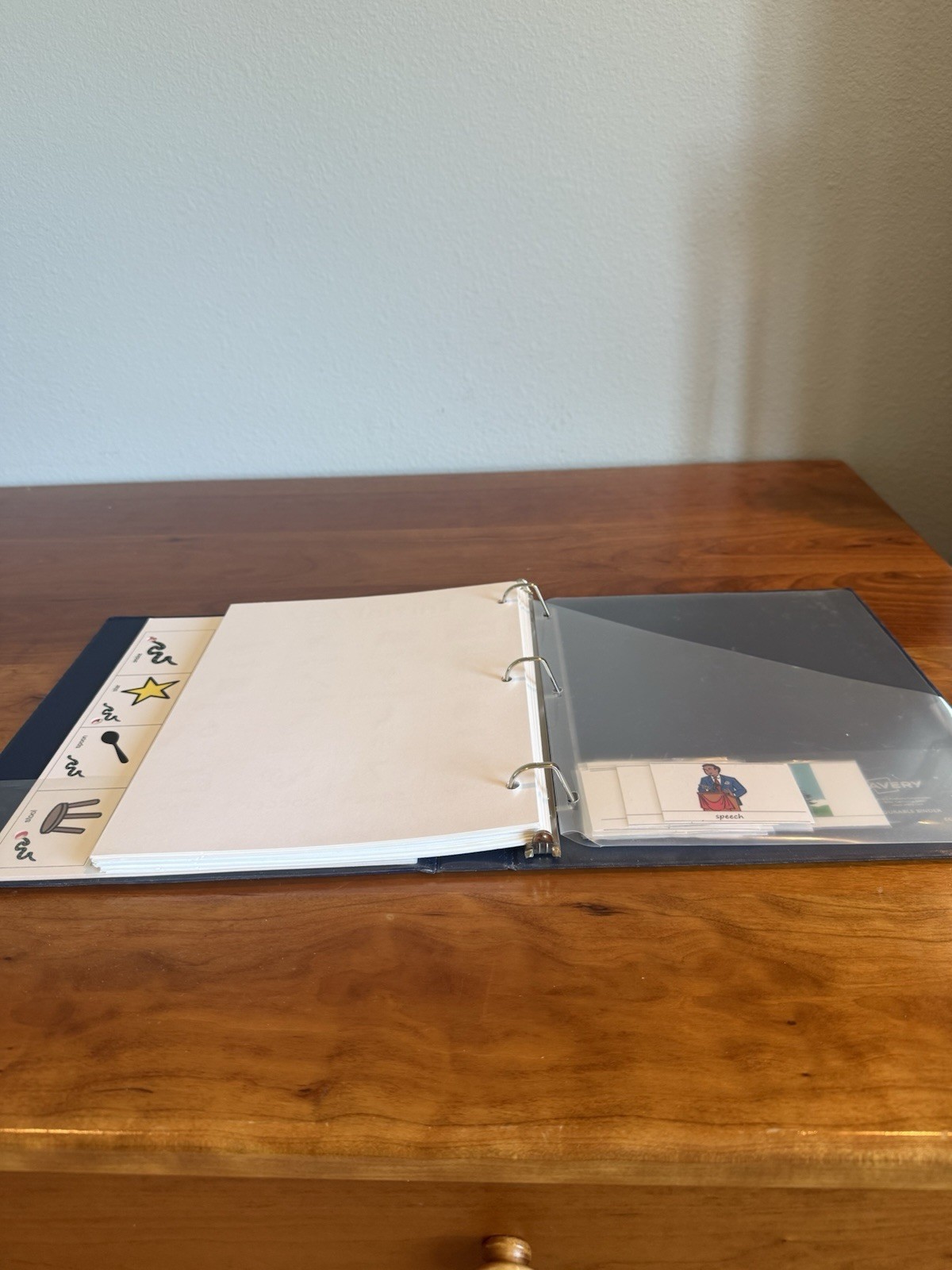Speech therapy materials for S blends, color printed on cardstock, 3 ring binder