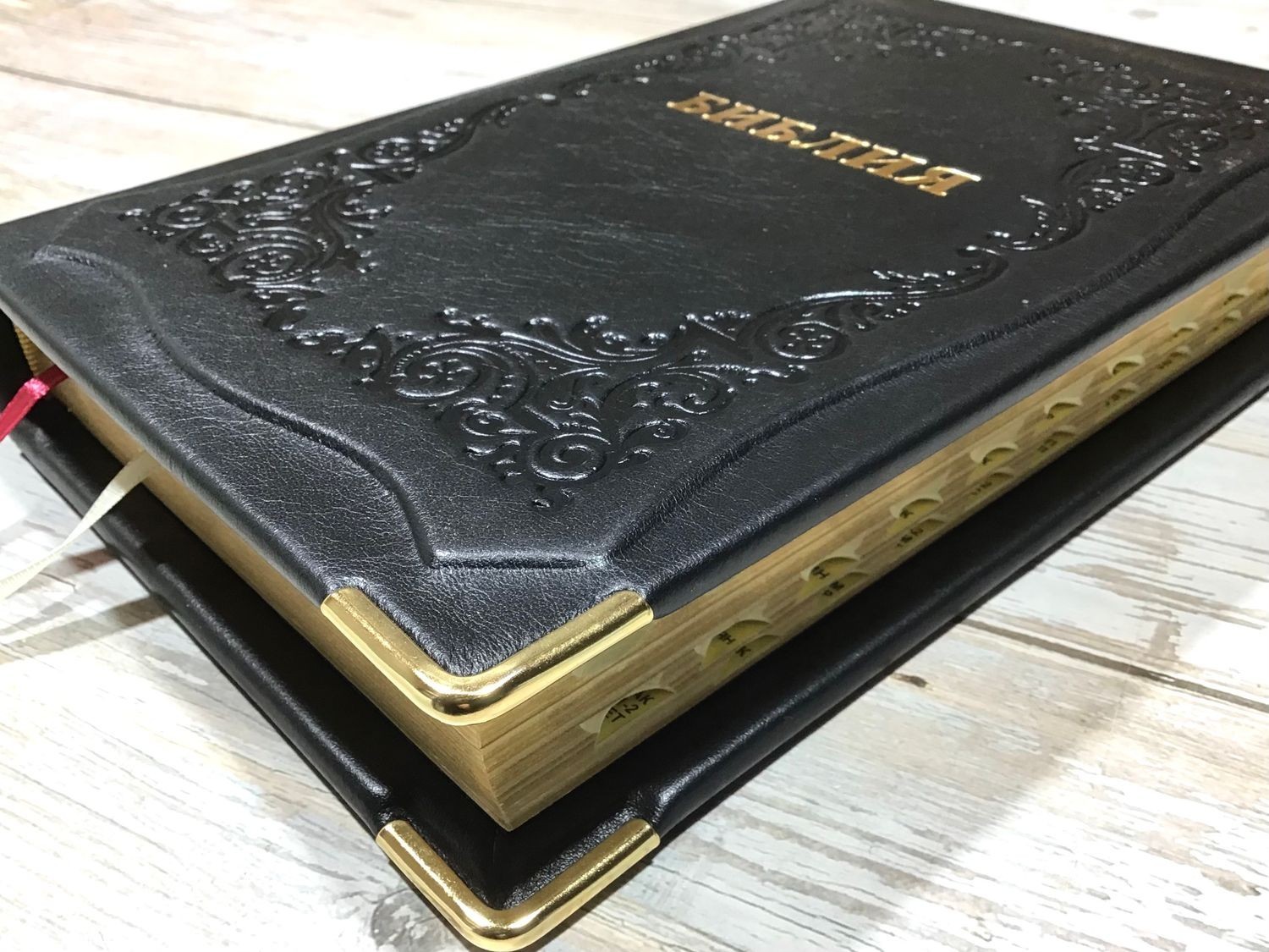 Библия Синодальный перевод Натуральная кожа ручная работа BIBLE Russian large