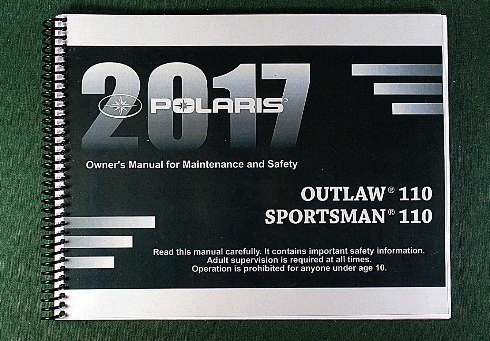 2017 Polaris Outlaw 110 ATV Owner&rsquo;s Manual: 193 Pages & Protective Covers!
