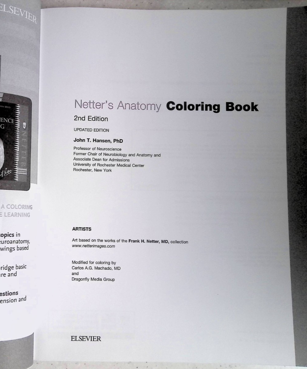 Netter&rsquo;s Anatomy Coloring Book by – John T. Hansen, 2nd Ed, Large Paperback 2018