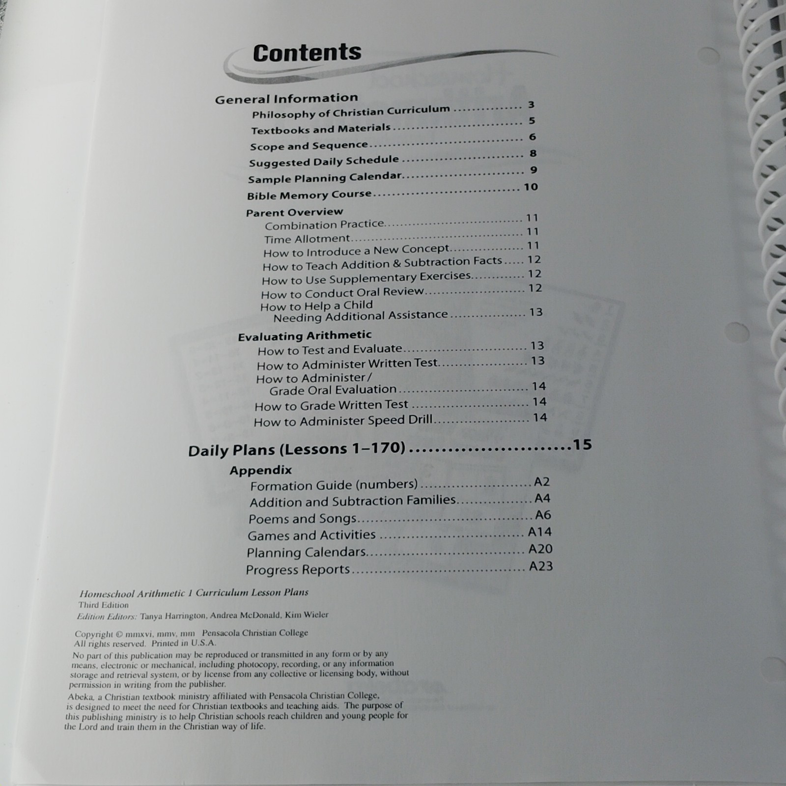 Homeschool Arithmetic 1 Curriculum Lesson Plans ABeka