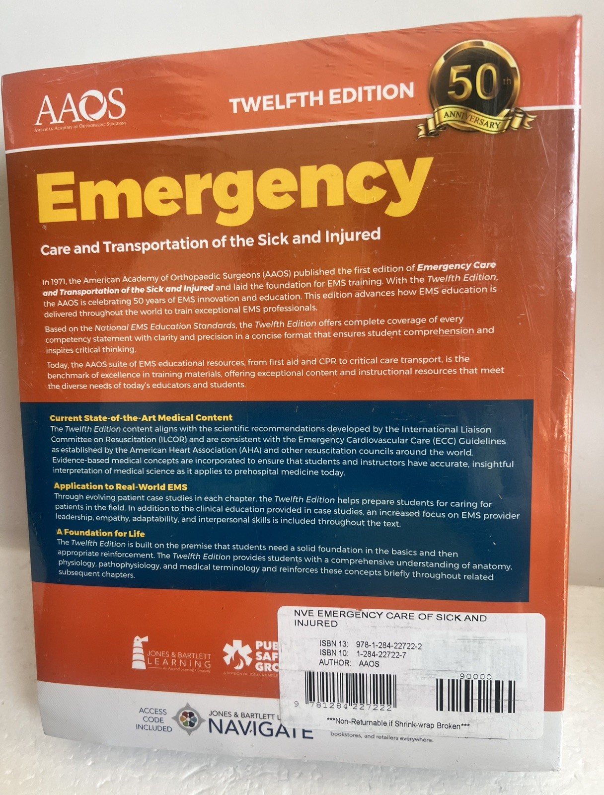 New AAOS Emergency Care And Transportation Of The Sick And Injured, 12th Edition