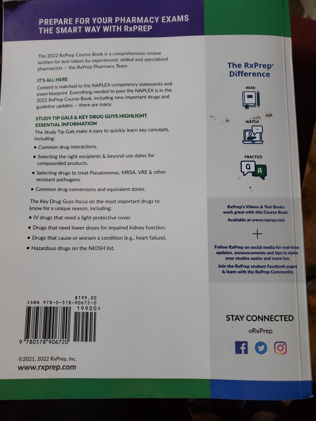 New! RxPrep&rsquo;s 2022 Course Book for Pharmacist Licensure Exam Preparation