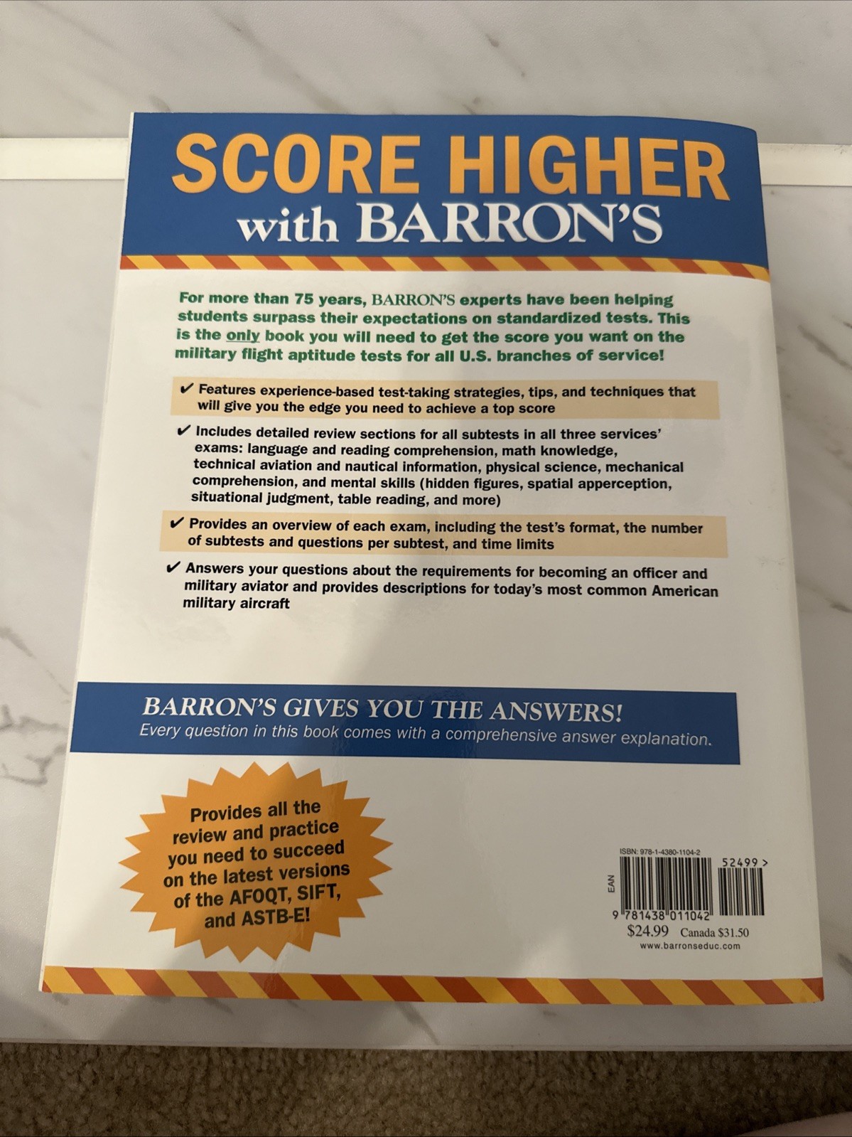 Barron&rsquo;s Test Prep Ser.: Military Flight Aptitude Tests by Terry L. Duran (2018,