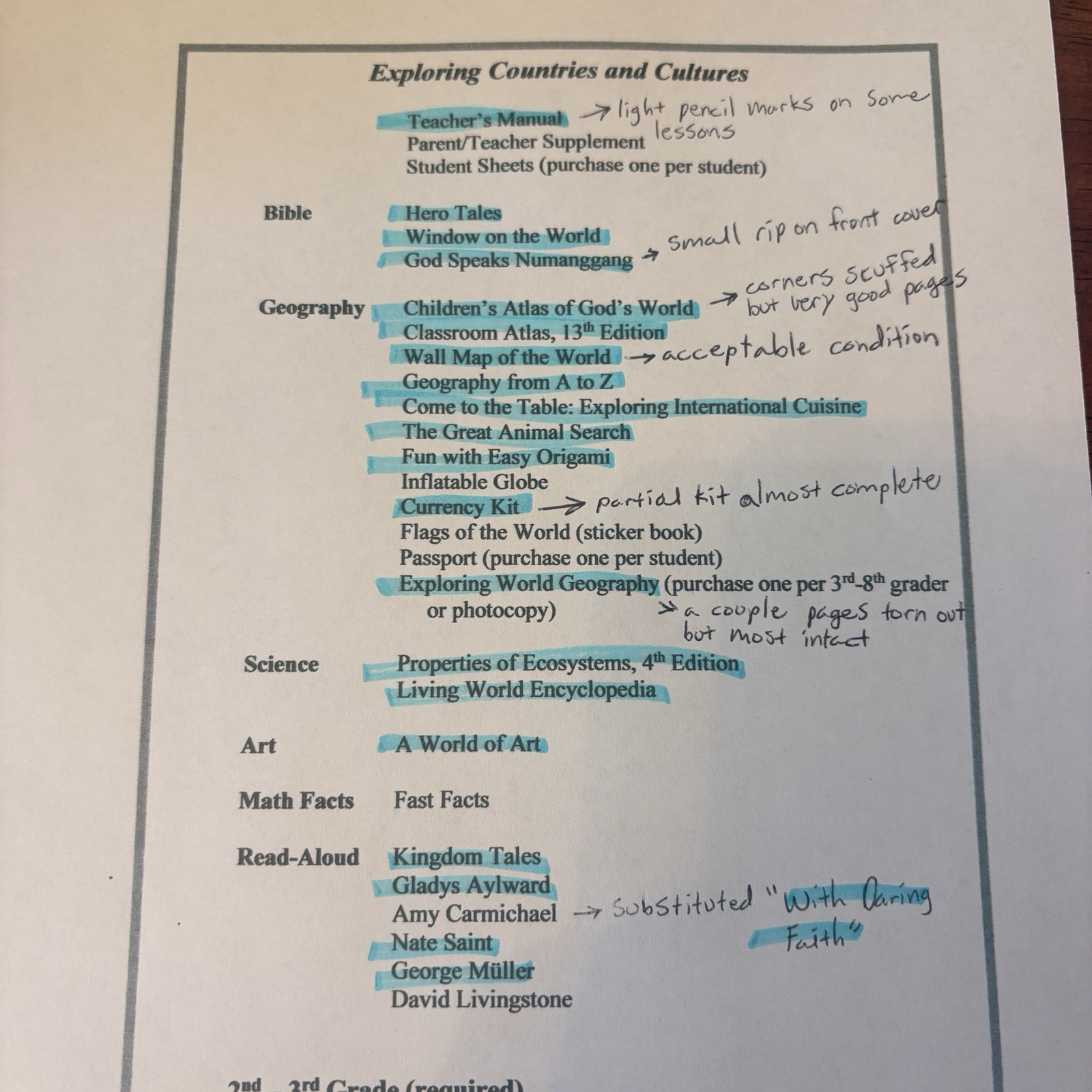 My Father’s World Exploring Countries & Cultures Curriculum & Teacher Manual