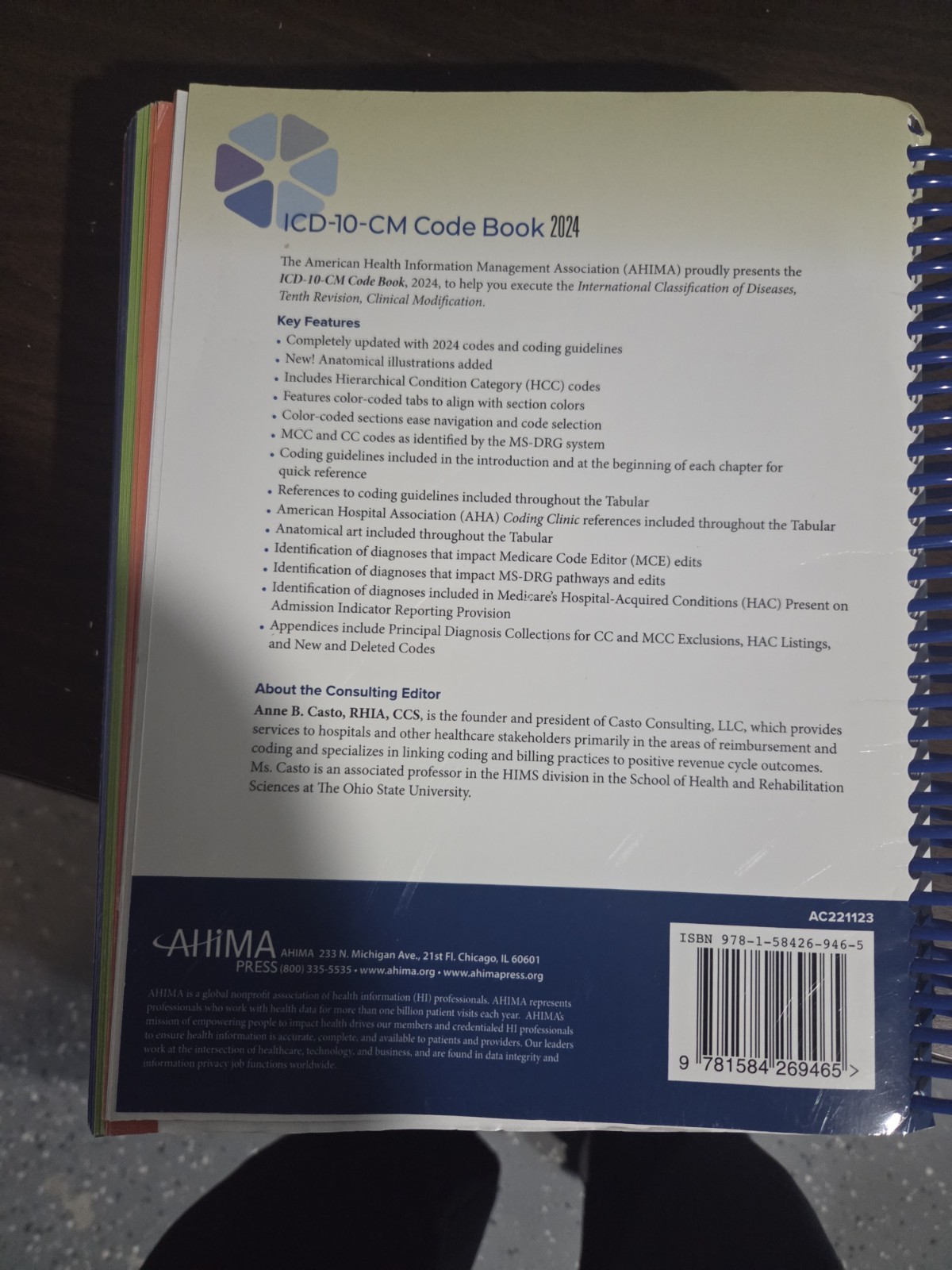 AHIMA Press ICD-10-CM Code Book 2024 Spiralbound by Anne B. Casto