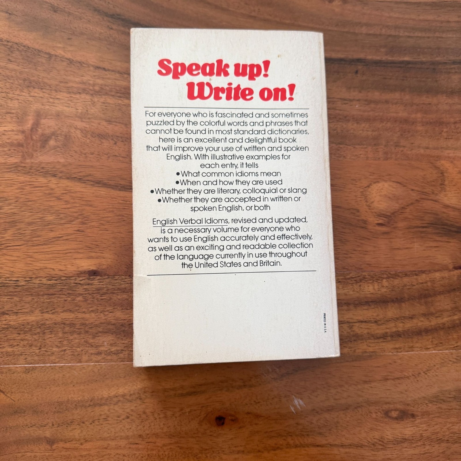 English Verbal Idioms by Frederick T. Wood 1967 Revised Ed Pocket Books PB