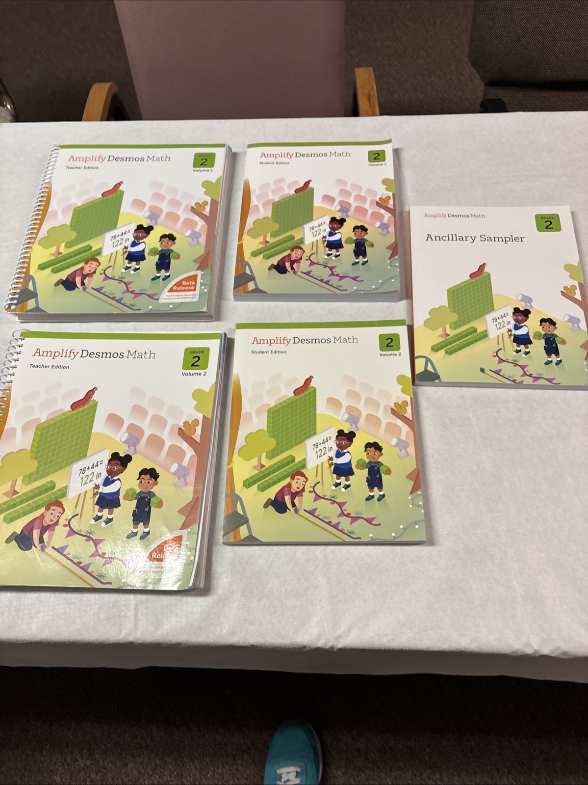 Amplify Desmos Math Grade 2 Set: Teachers 1 2 Student 1 2 & More (5 Books)