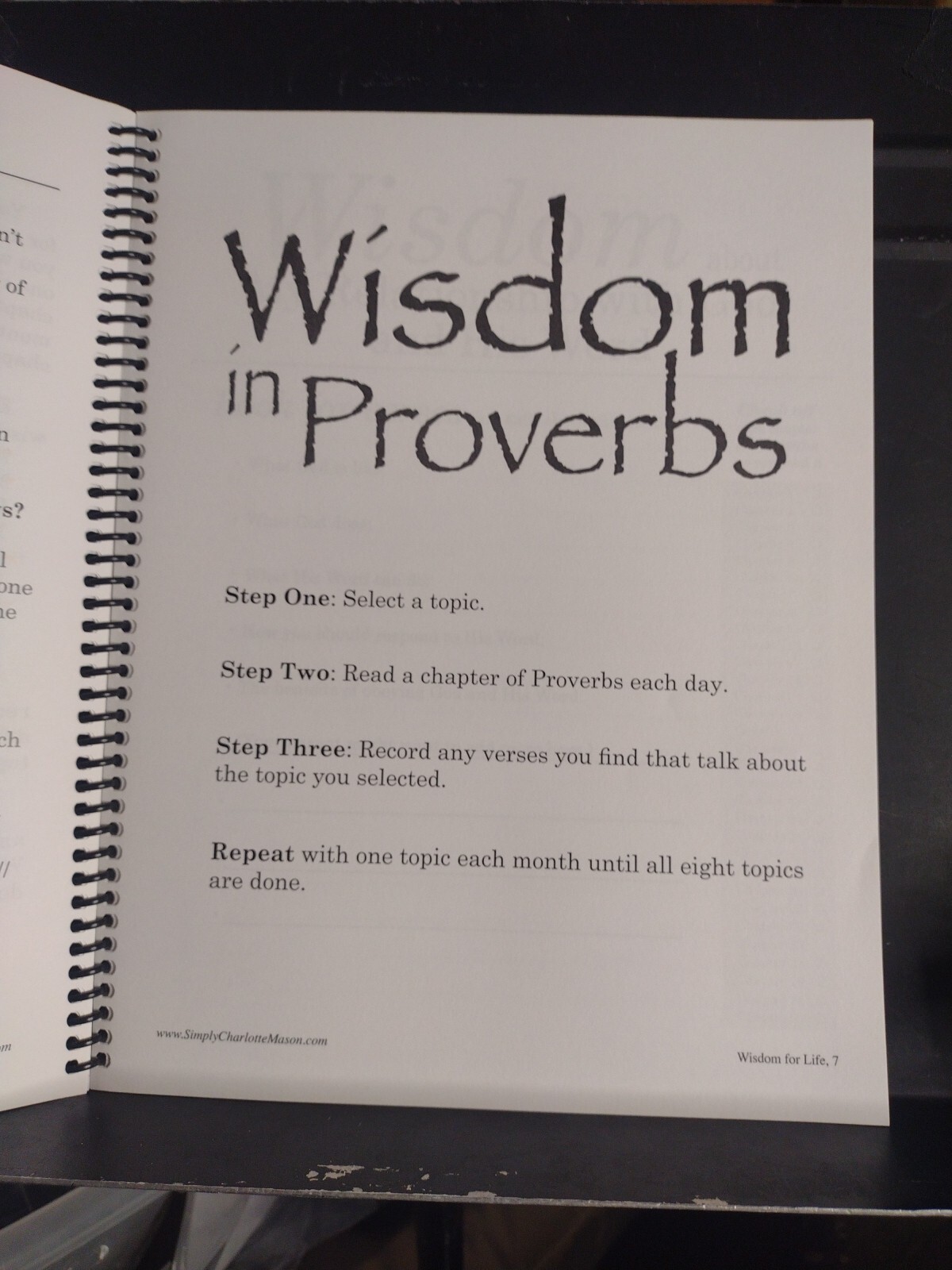 Simply Charlotte Mason Wisdom For Life Proverbs Grades 7-12 Shafer Sonya VG