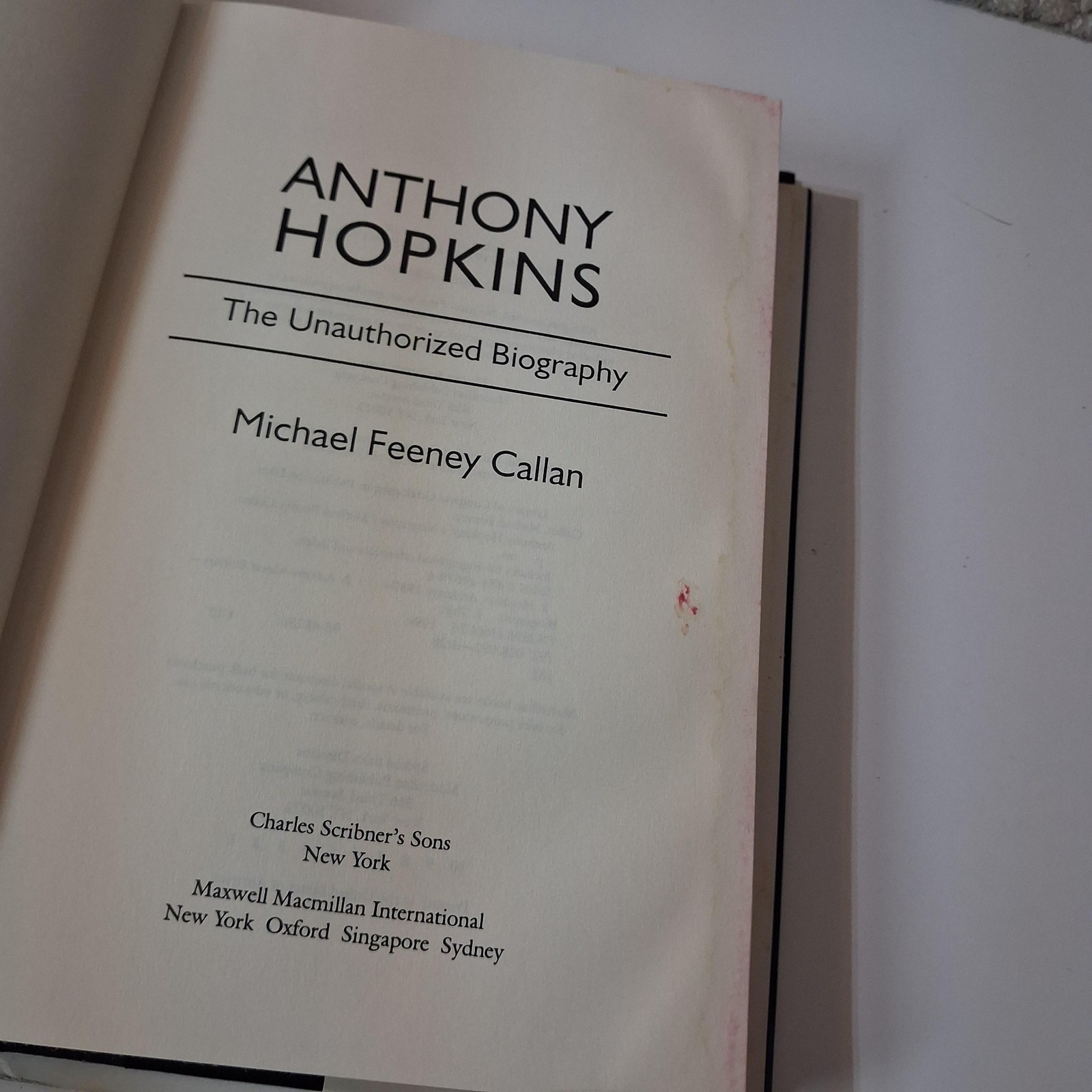 Anthony Hopkins Unauthorized Biography Michael Feeney Callan Scribner HC DJ 1994