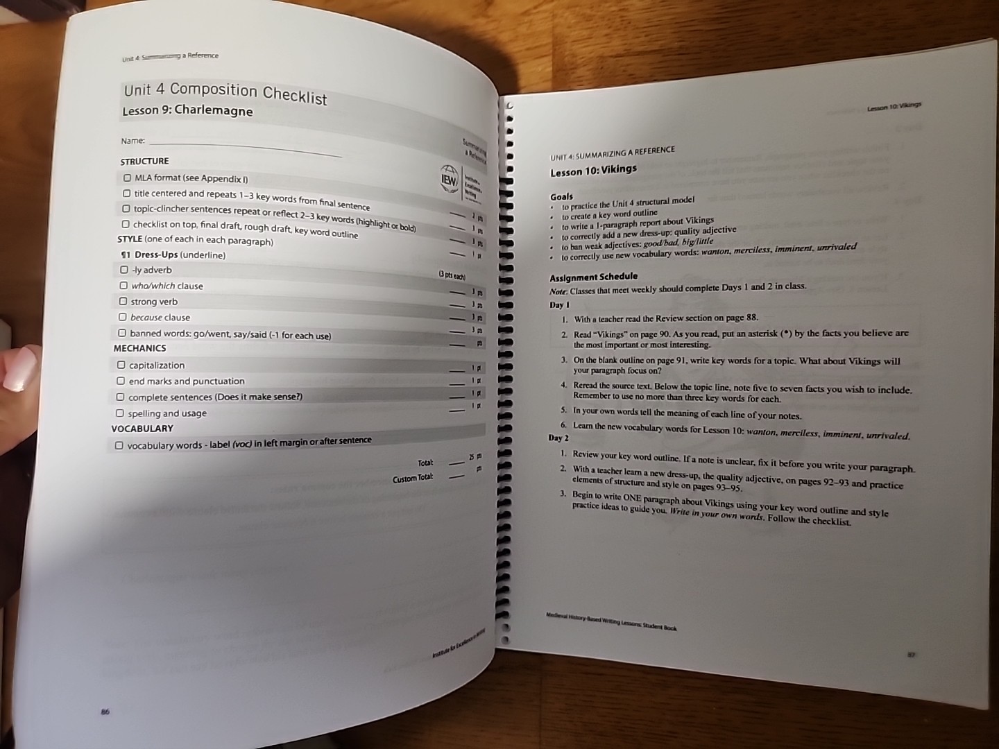 Medieval History-Based Writing Lessons Teacher&rsquo;s Manual Lori Verstegen Spiral