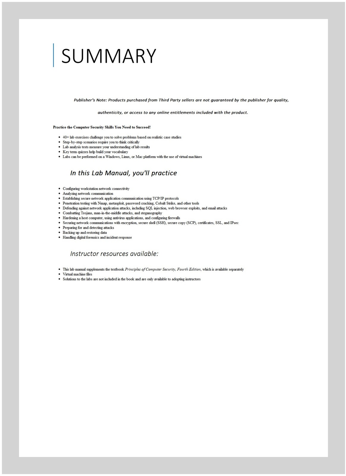 Principles of Computer Security, Paperback by Nestler, Vincent; Harrison, Kei…